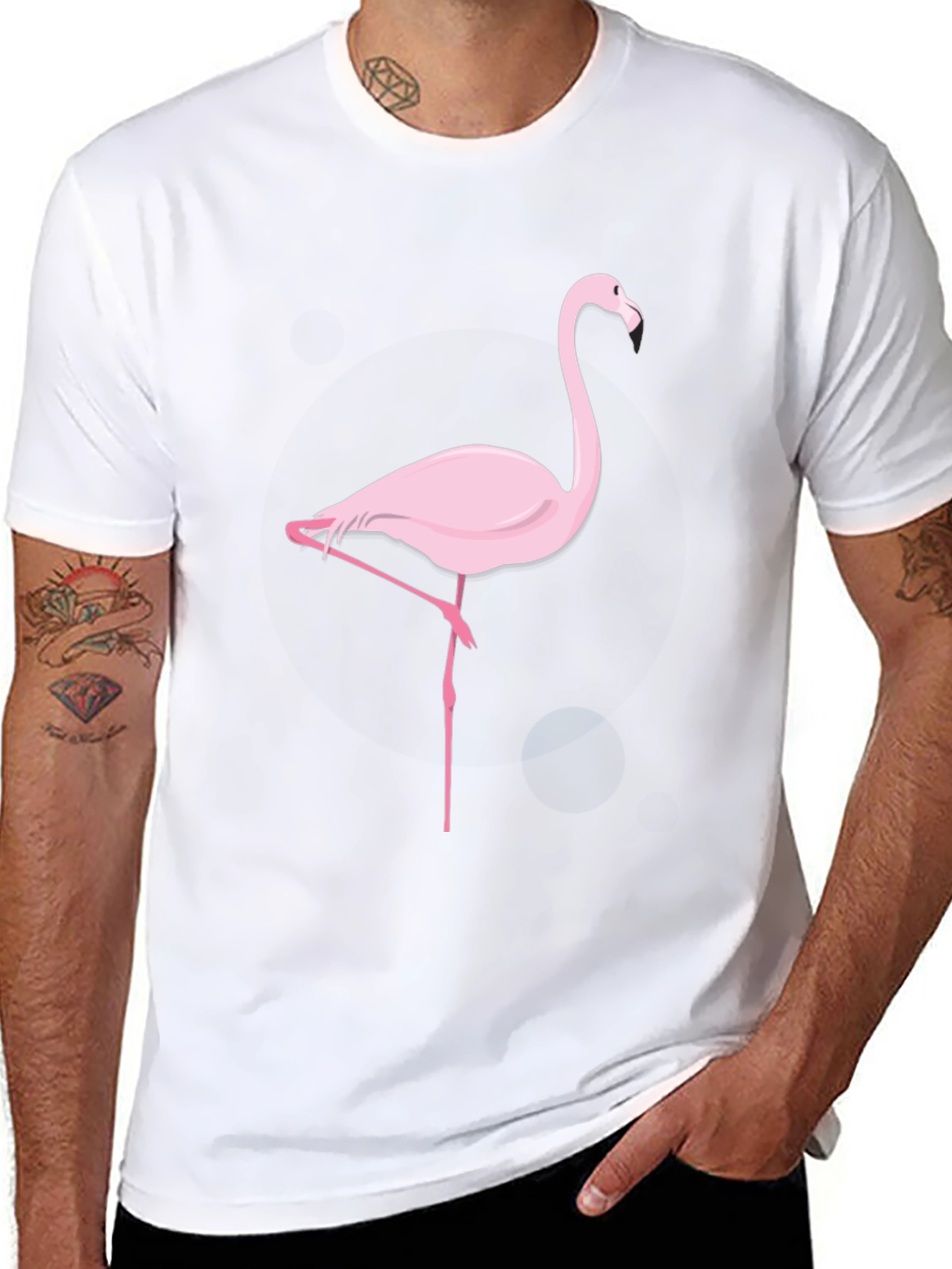 Pink Flamingo Graphic Black T-Shirt