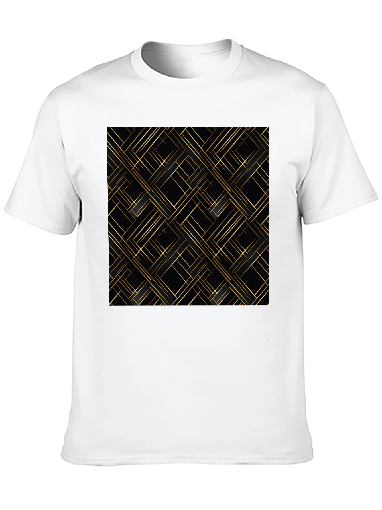 Stylish Black Tee - Geometric Gold Pattern