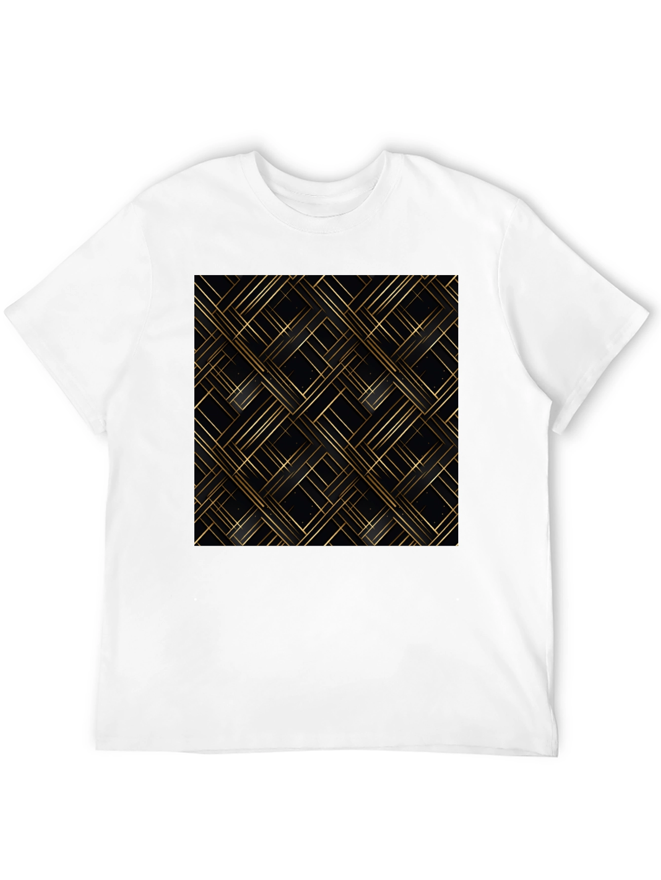 Stylish Black Tee - Geometric Gold Pattern