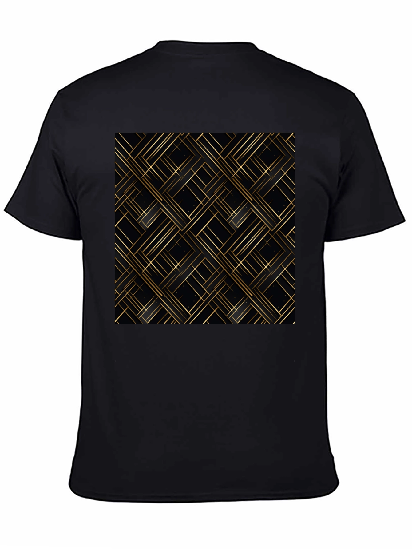 Stylish Black Tee - Geometric Gold Pattern