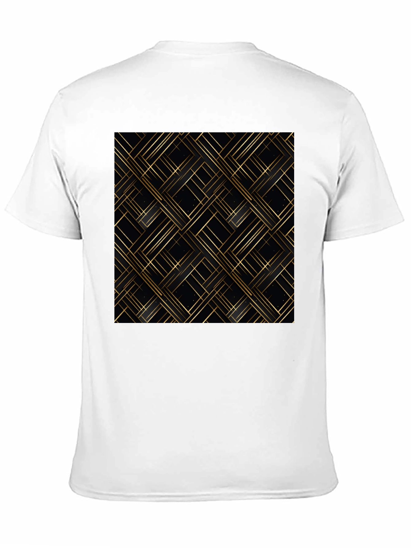 Stylish Black Tee - Geometric Gold Pattern