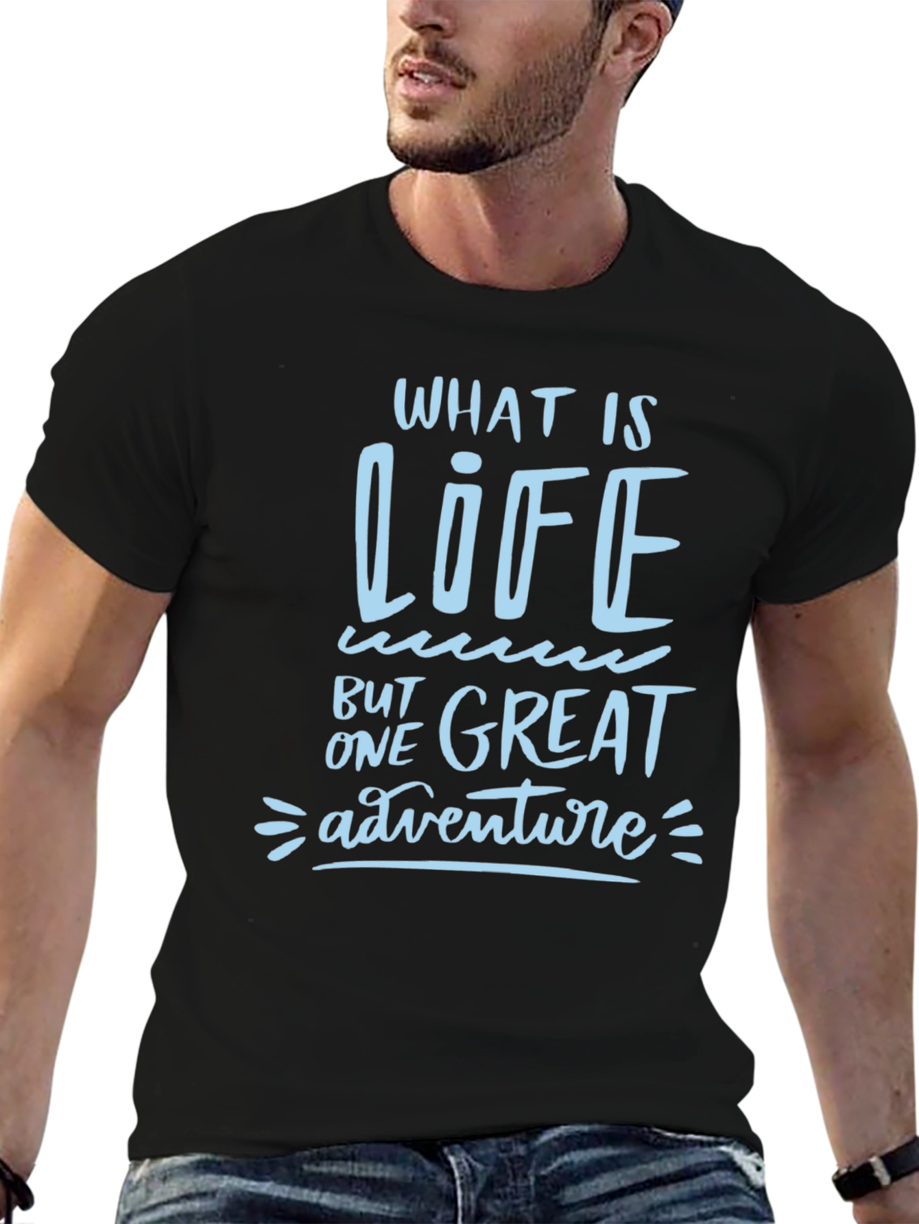 Life is One Great Adventure Black Graphic Tee
