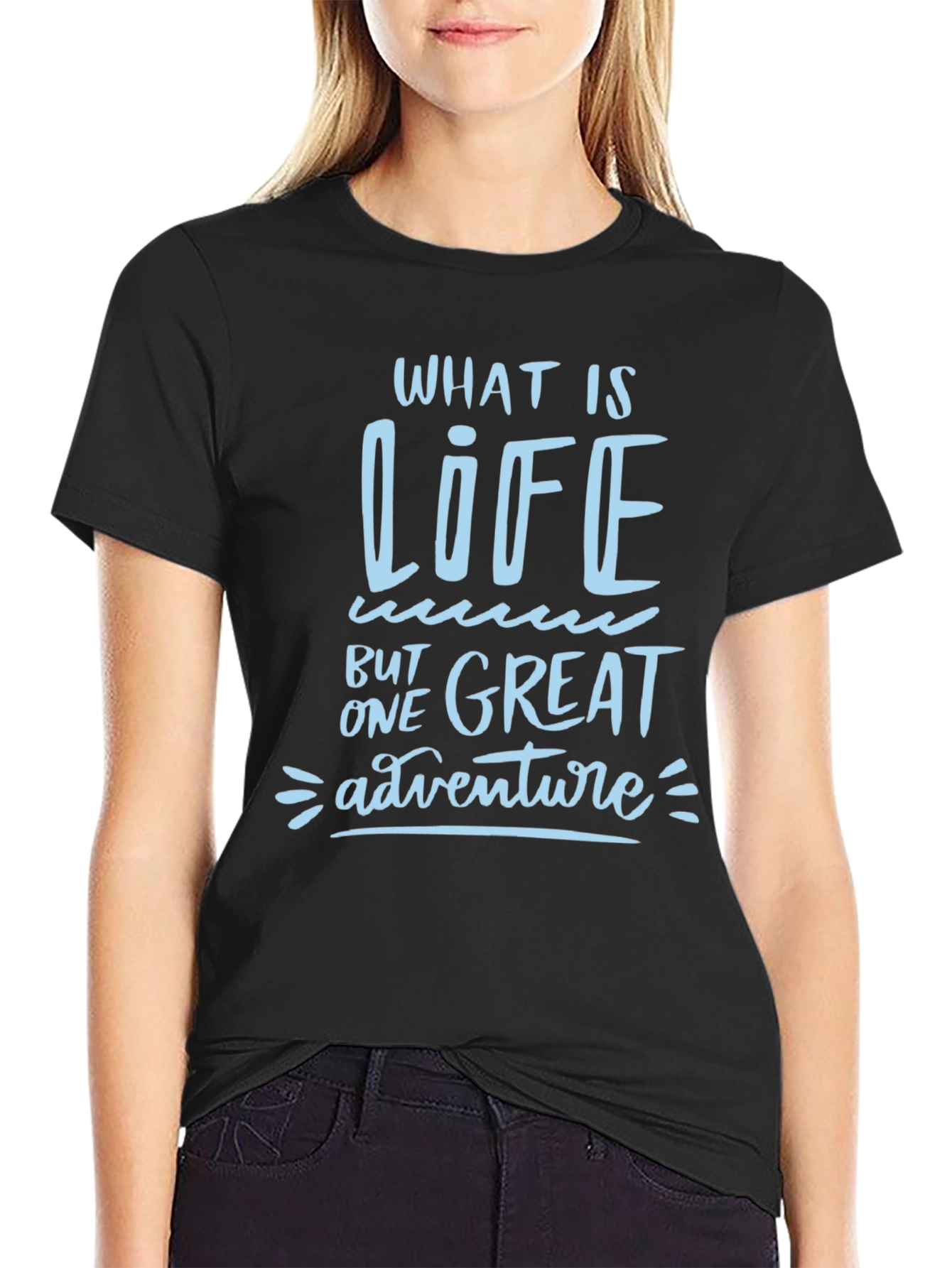 Life is One Great Adventure Black Graphic Tee