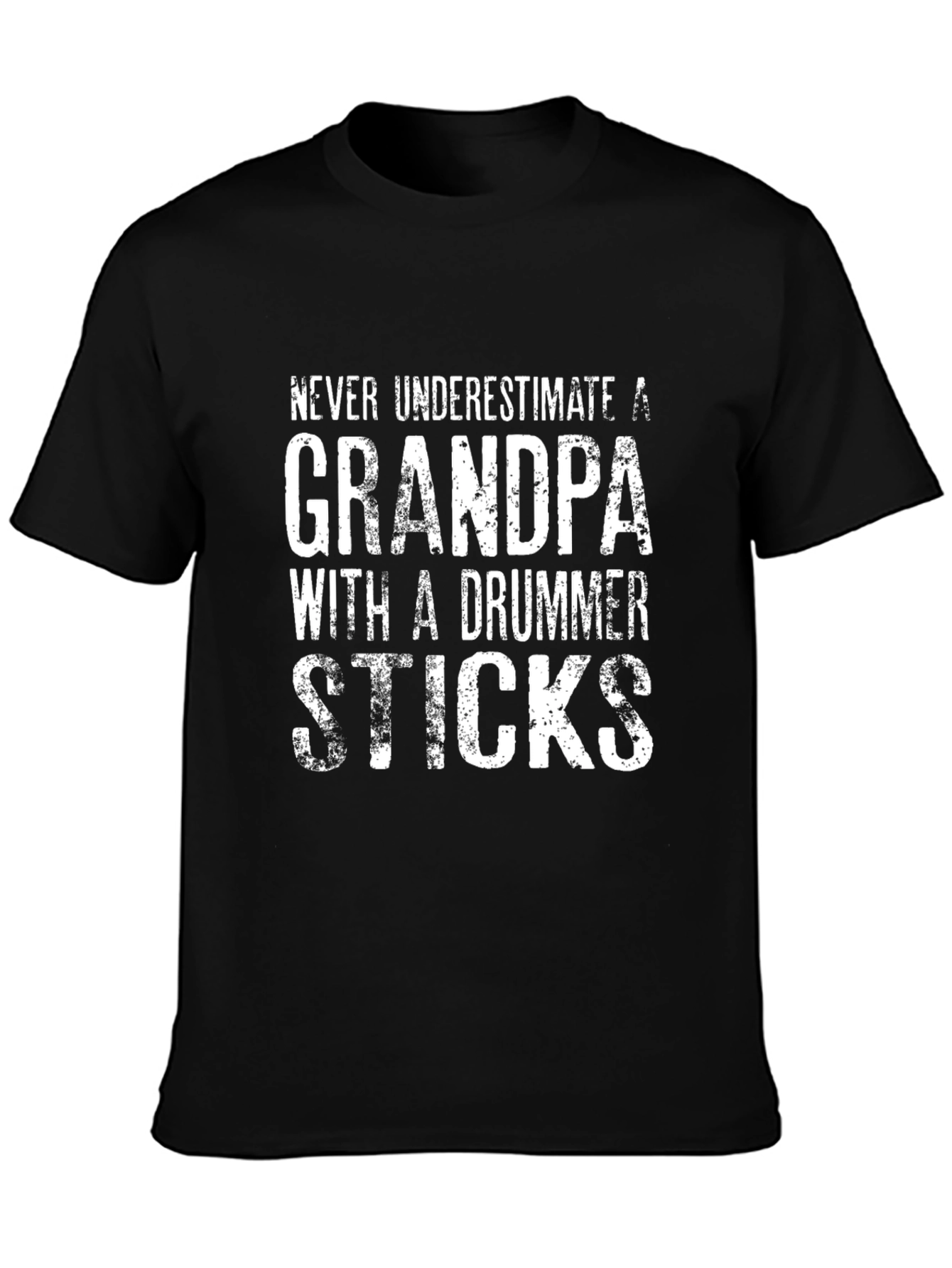 Grandpa Drummer Sticks T-Shirt - Black Novelty Tee