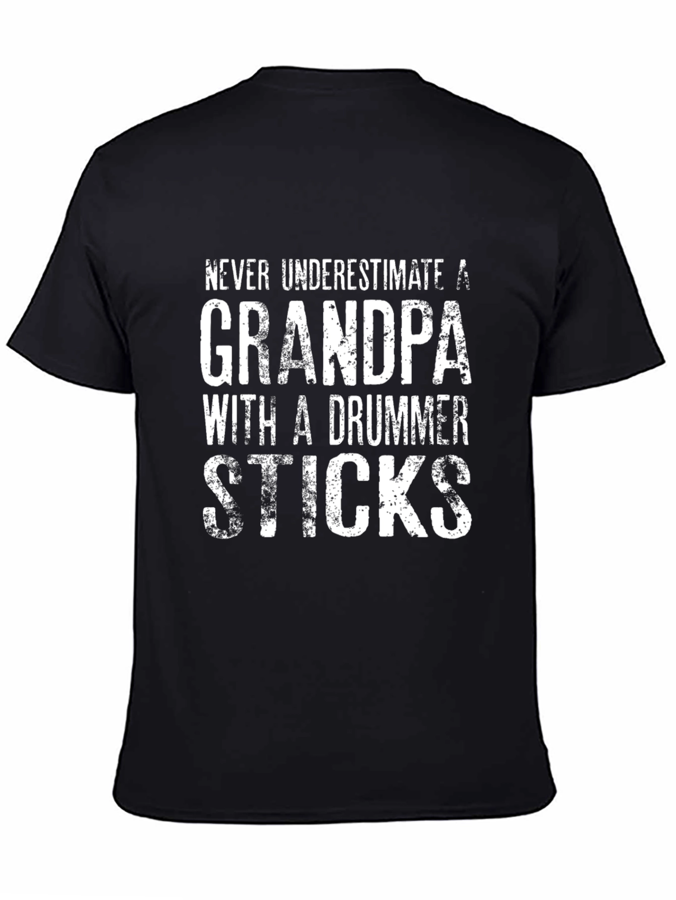 Grandpa Drummer Sticks T-Shirt - Black Novelty Tee