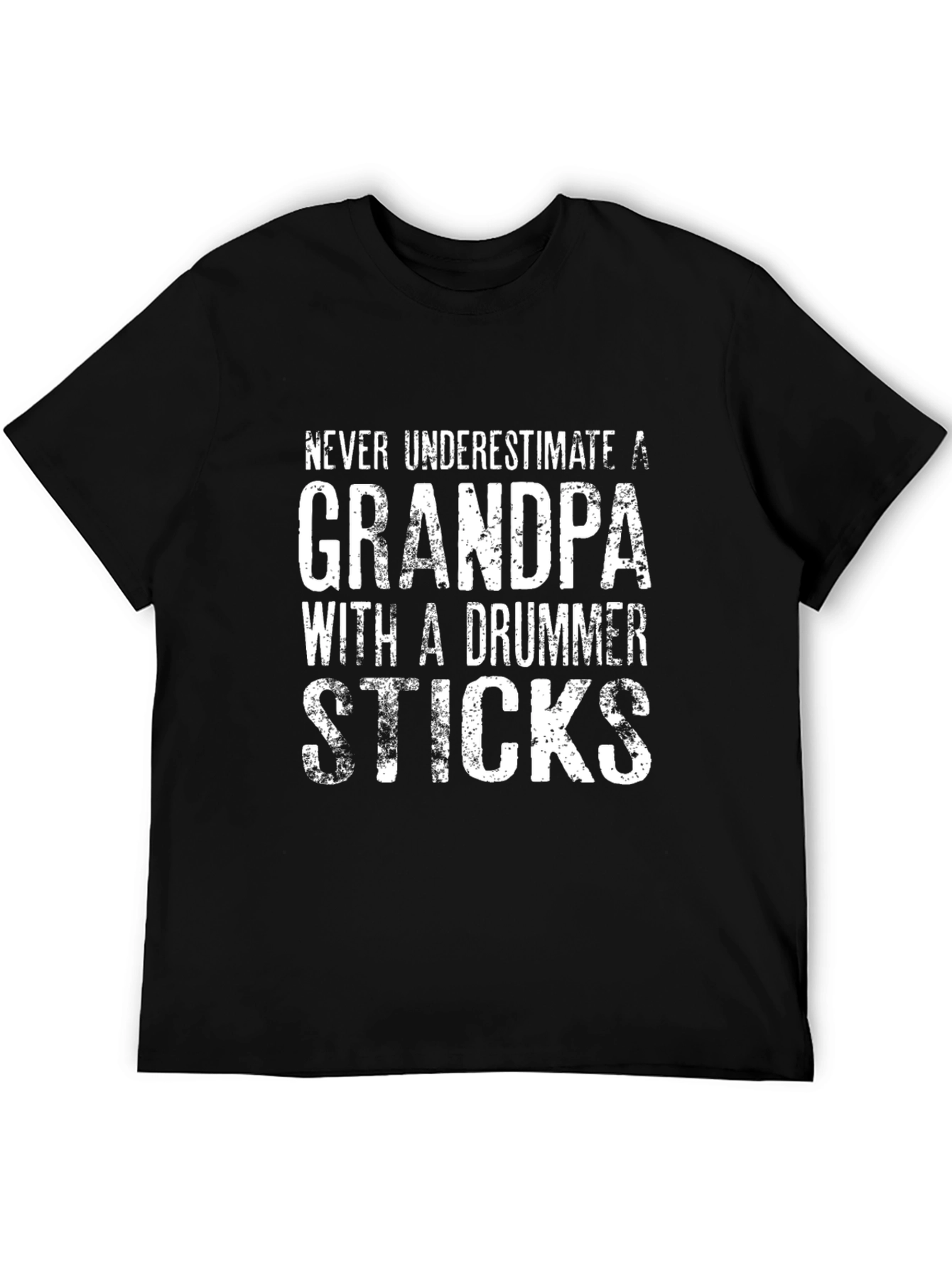 Grandpa Drummer Sticks T-Shirt - Black Novelty Tee