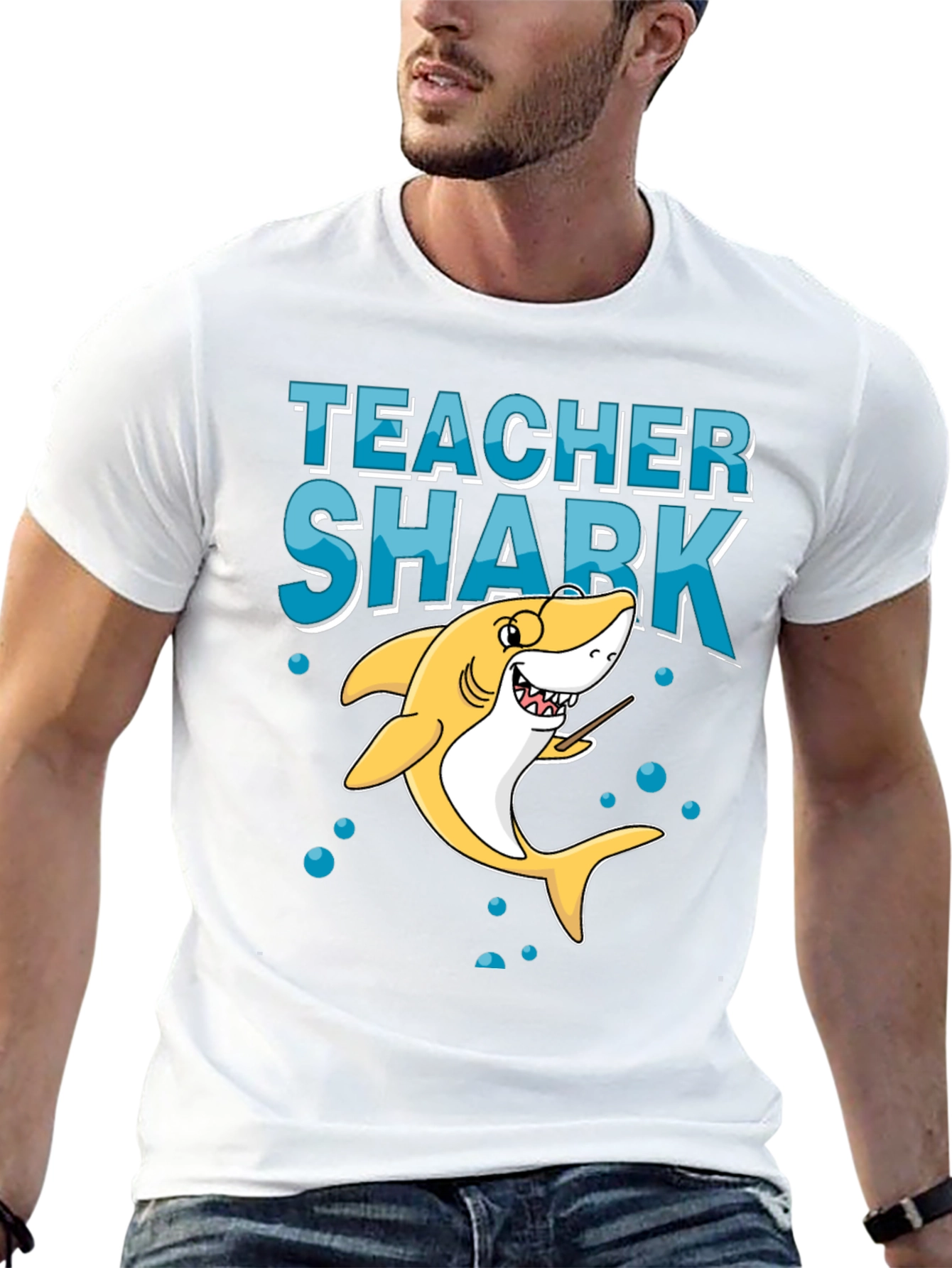 Teacher Shark Graphic Tee - Black Cotton T-Shirt