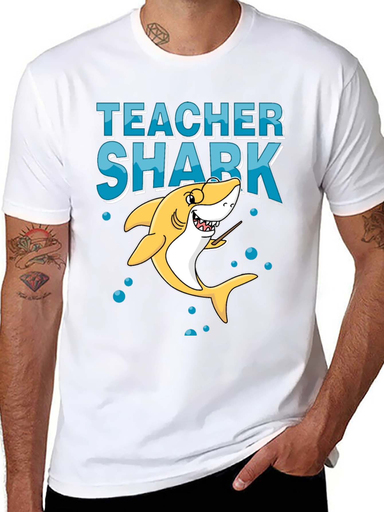 Teacher Shark Graphic Tee - Black Cotton T-Shirt