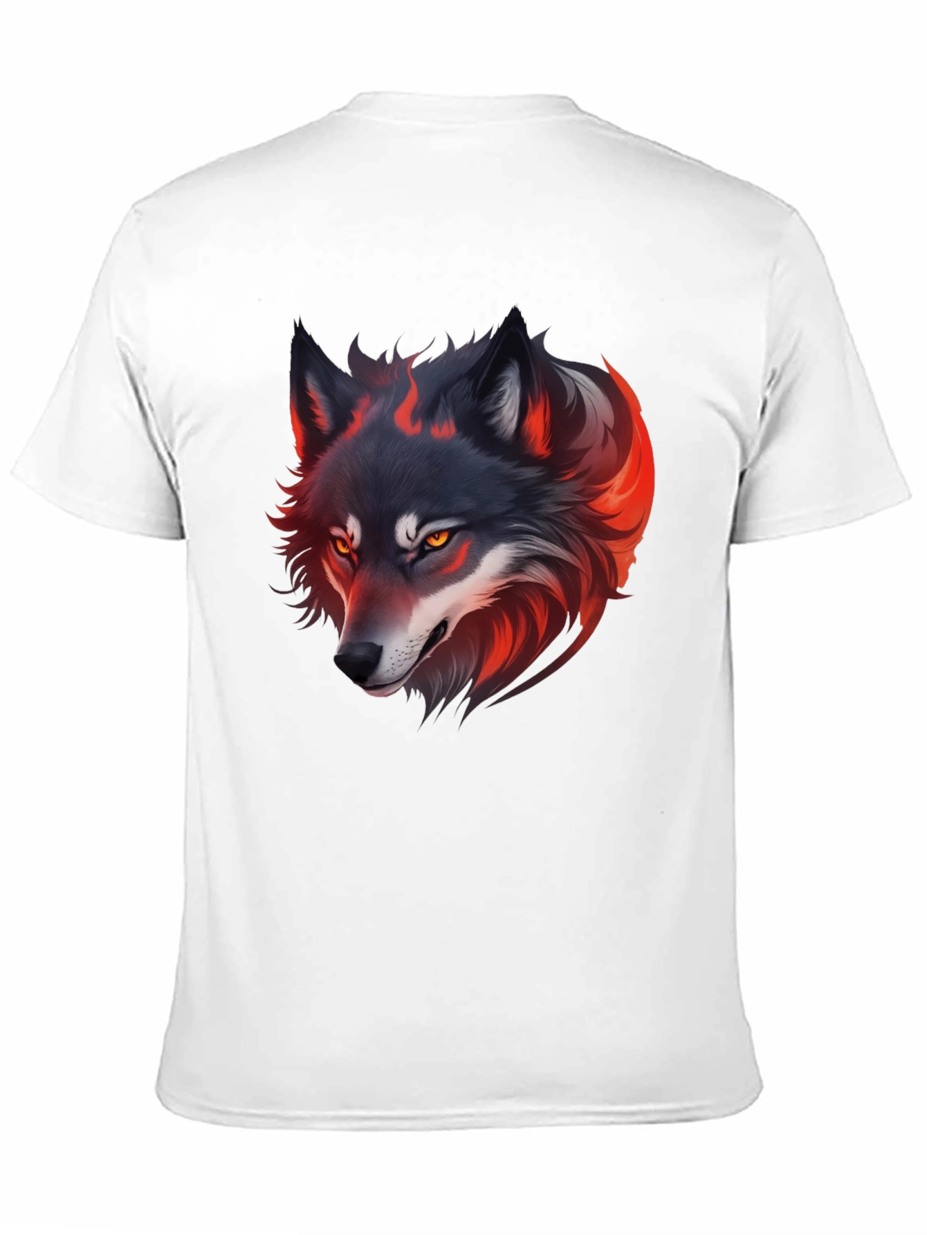 Fiery Wolf Graphic Tee - Black Cotton T-Shirt