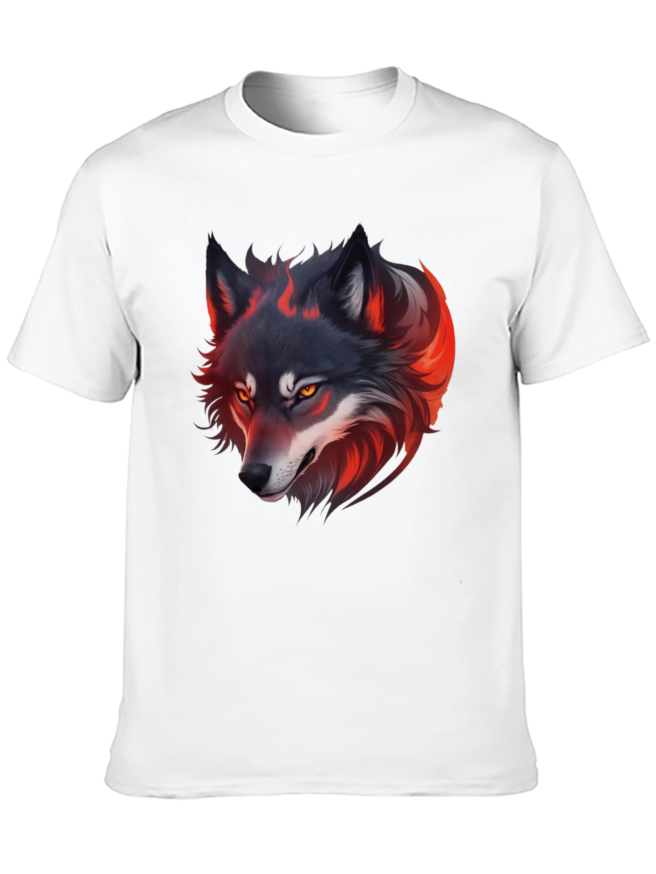 Fiery Wolf Graphic Tee - Black Cotton T-Shirt