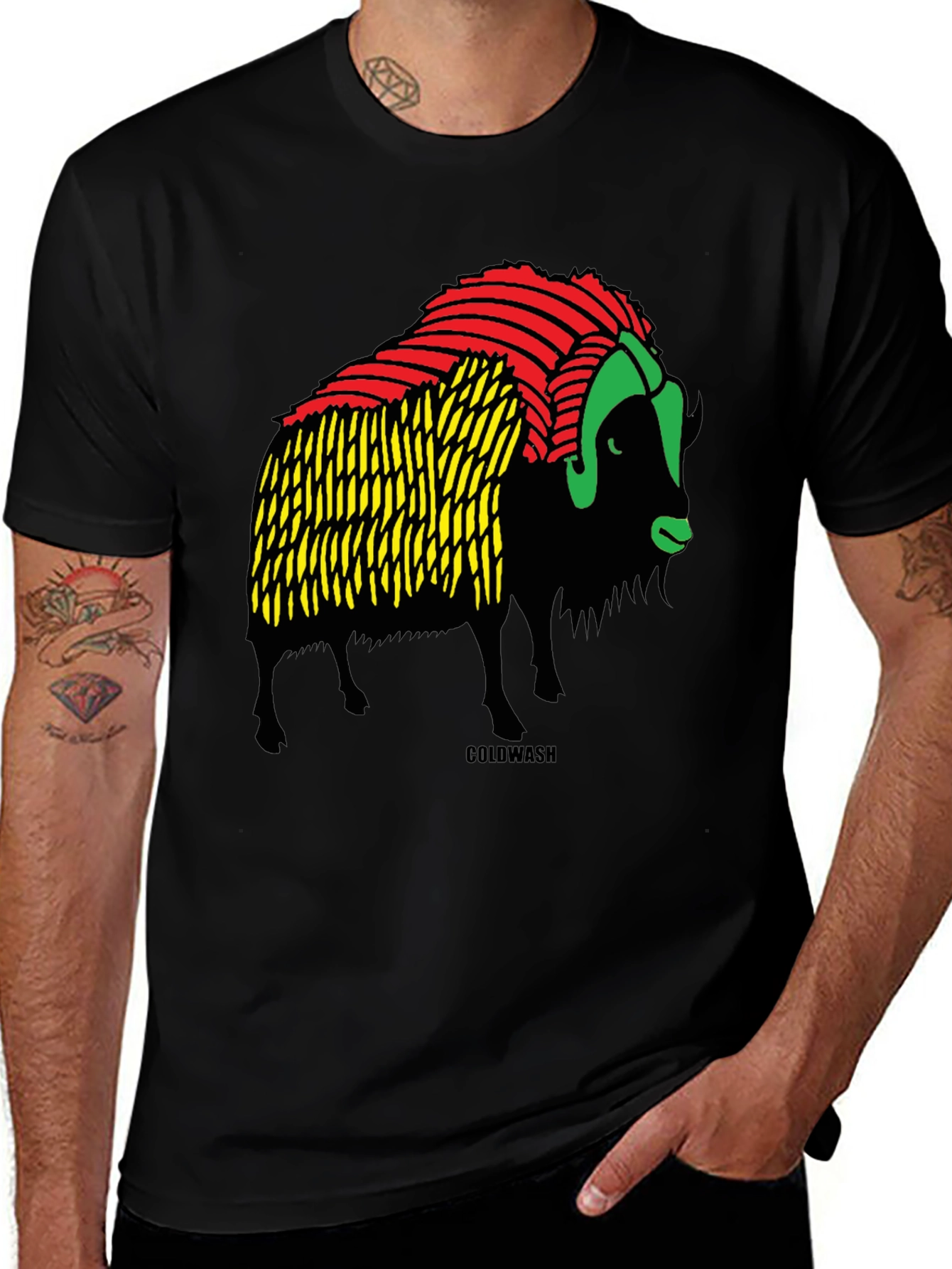 Rasta Buffalo Graphic Tee - Coolwash