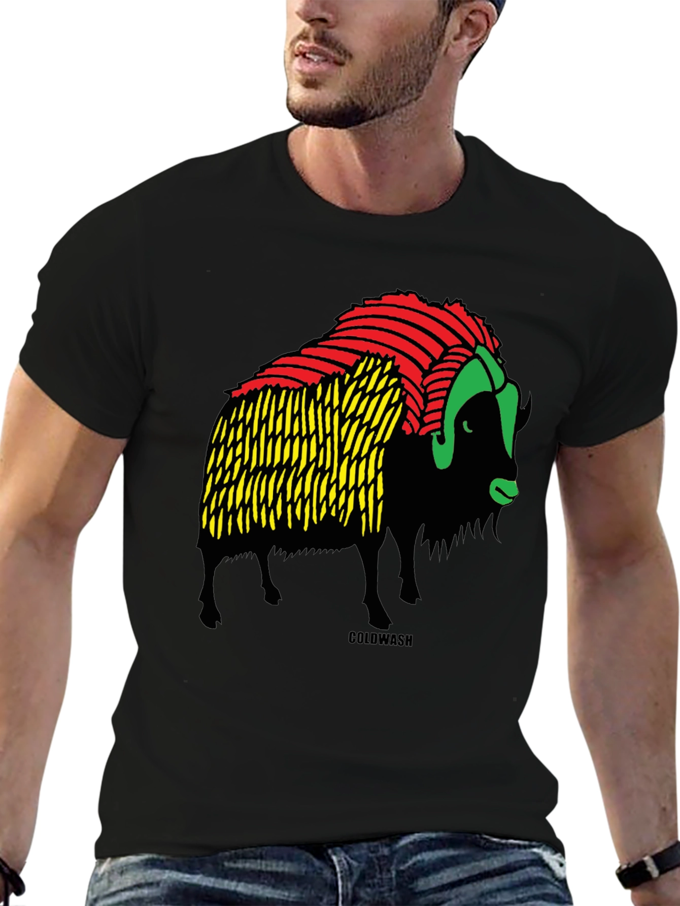 Rasta Buffalo Graphic Tee - Coolwash
