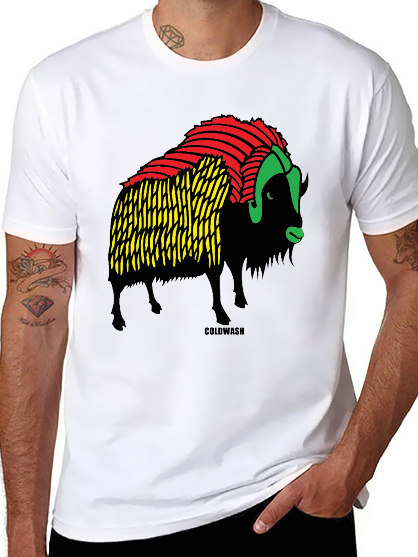 Rasta Buffalo Graphic Tee - Coolwash