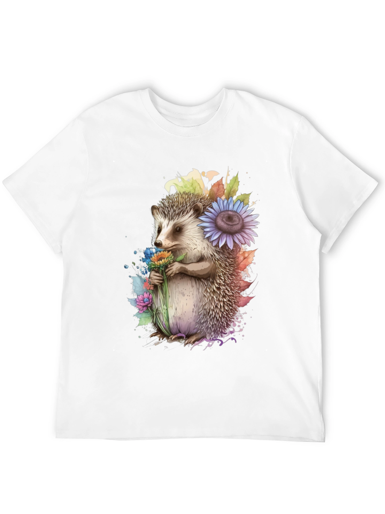 Hedgehog Floral Print T-Shirt