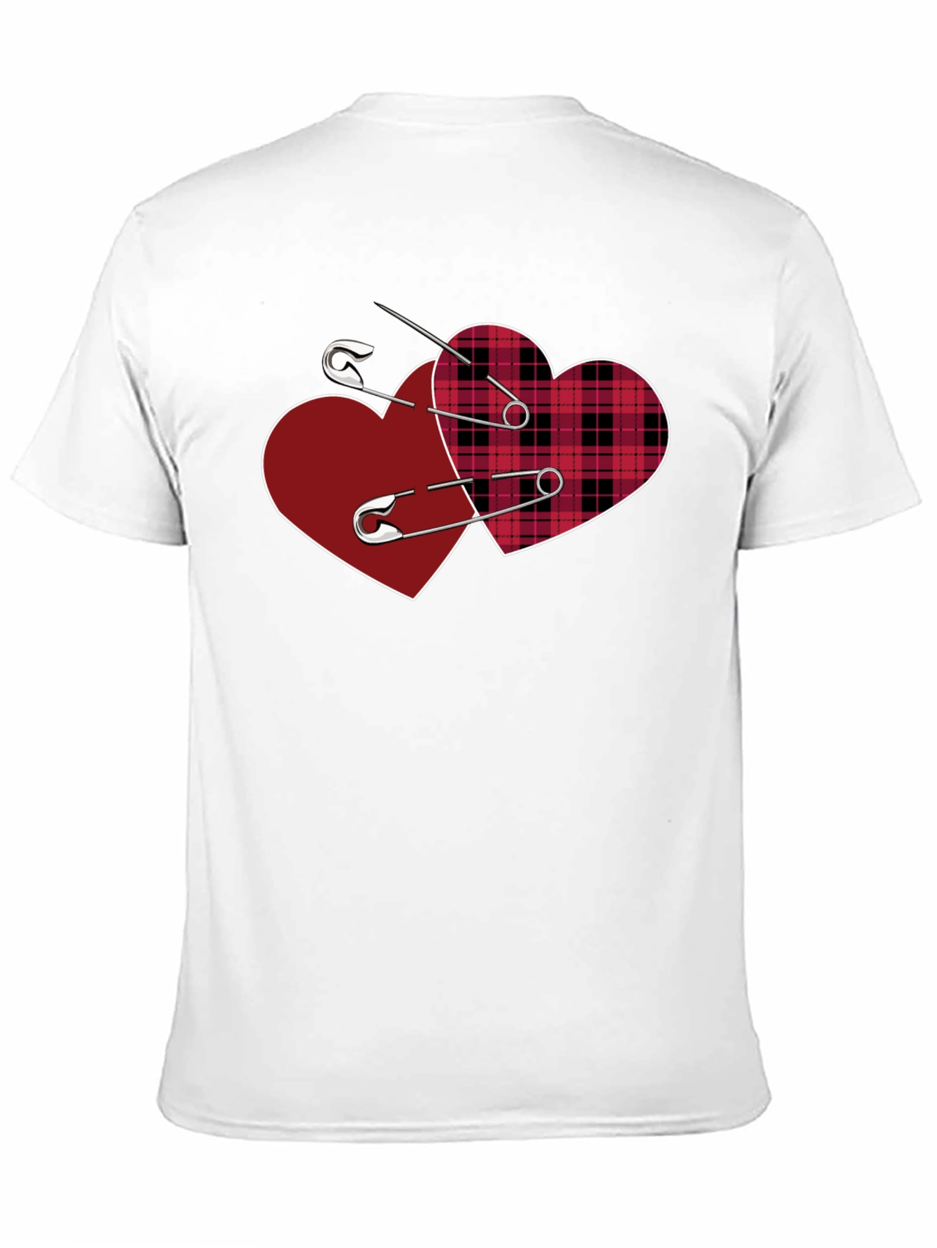 Safety Pin Hearts Graphic Tee - Edgy Valentines Style