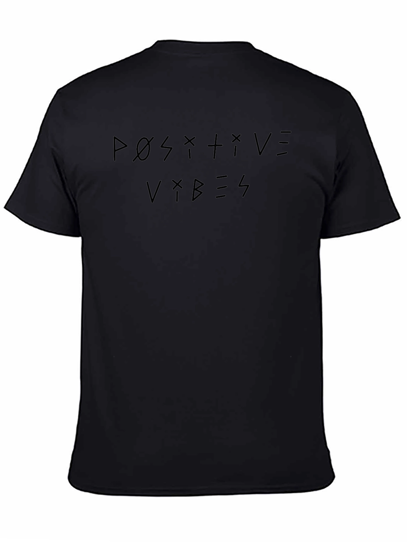 Positive Vibes Graphic T-Shirt - Black Crew Neck Tee