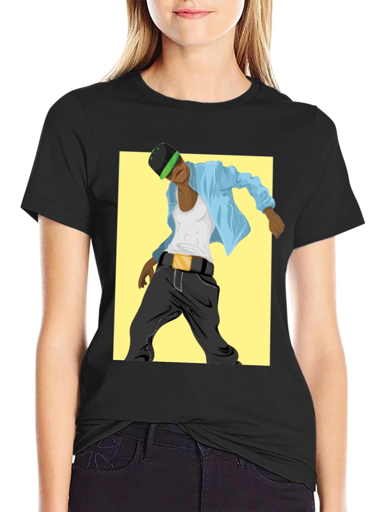 Cool Graphic Tee - Black T-Shirt with Dancer Design