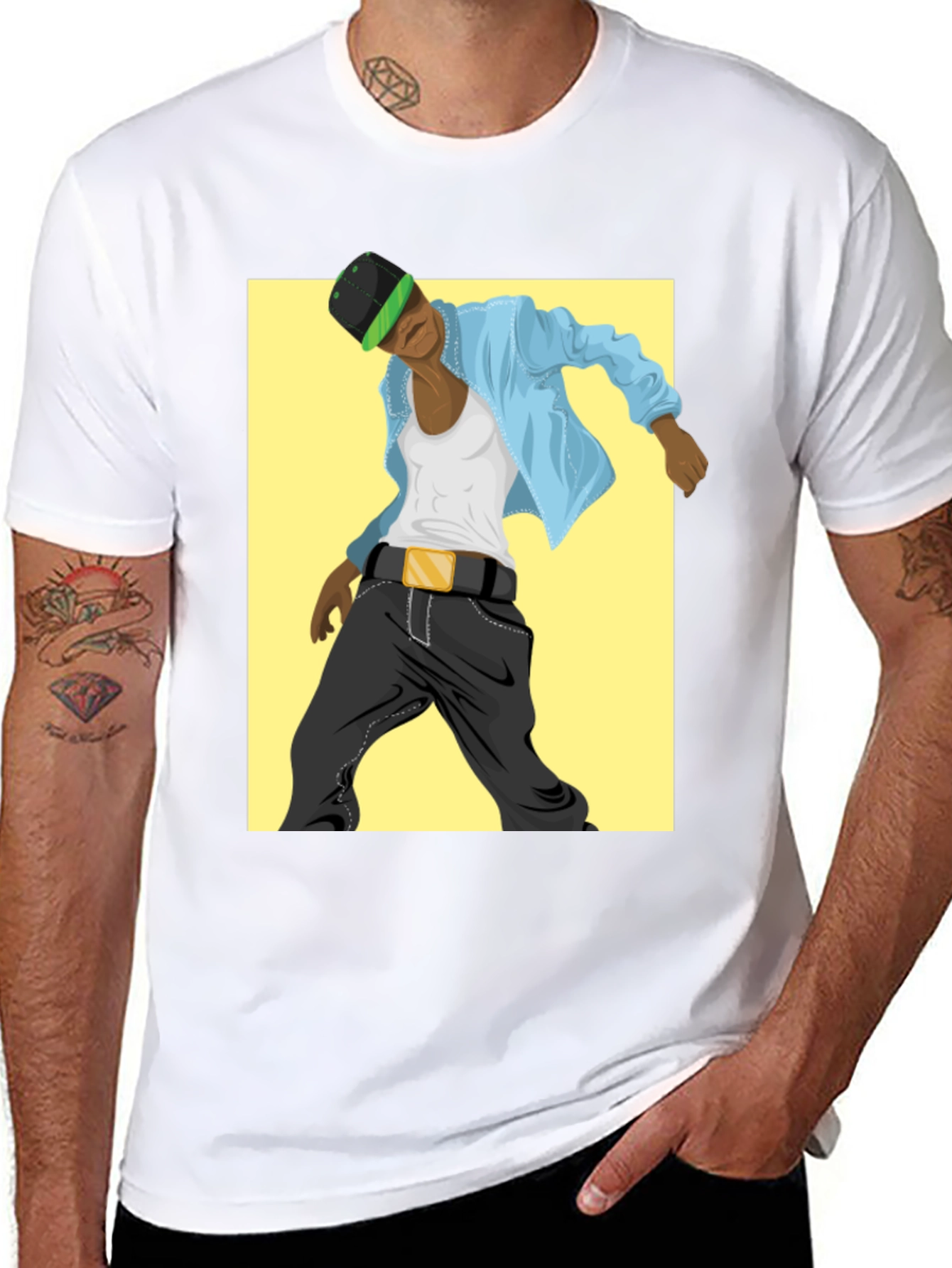 Cool Graphic Tee - Black T-Shirt with Dancer Design