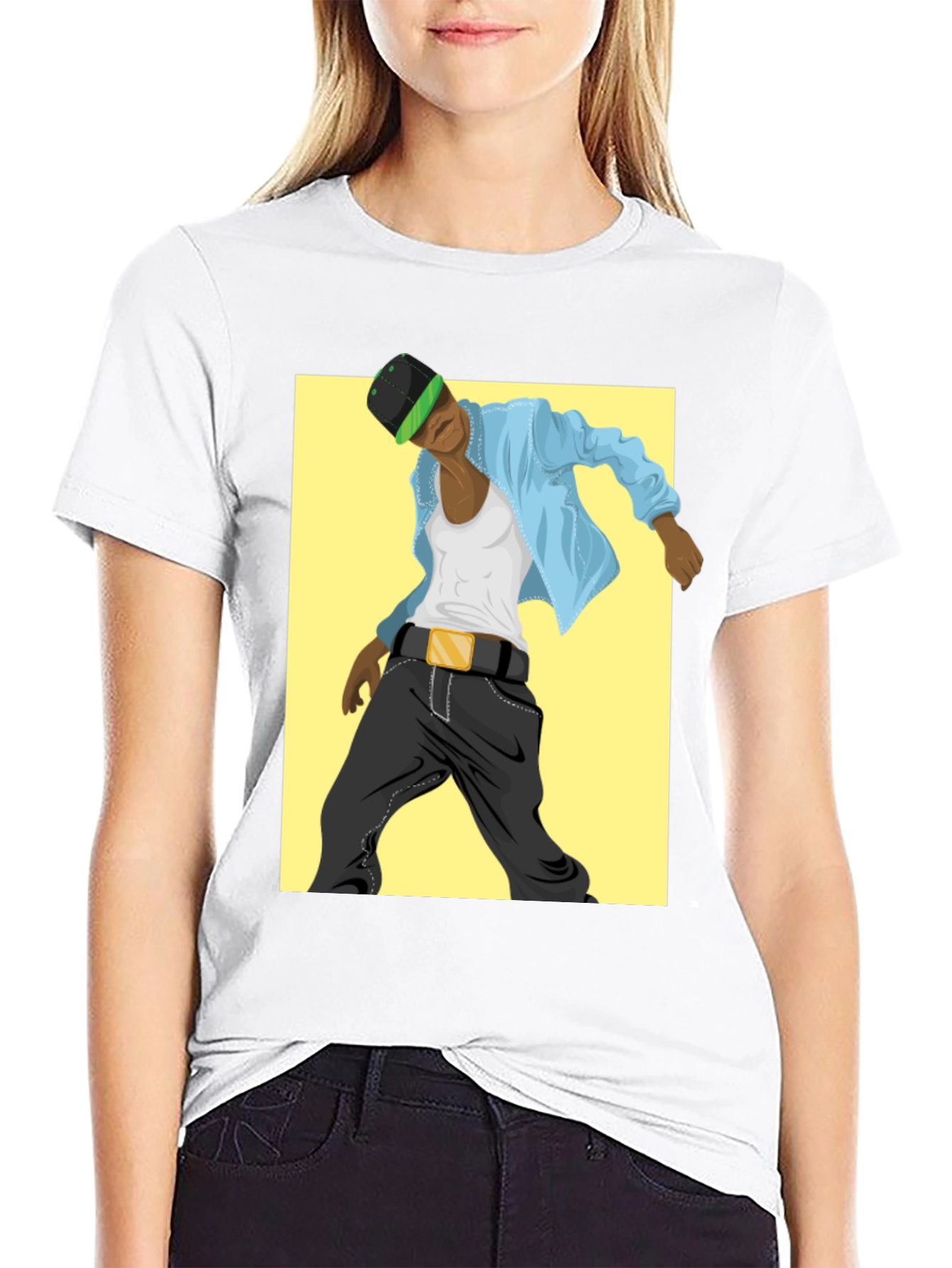 Cool Graphic Tee - Black T-Shirt with Dancer Design