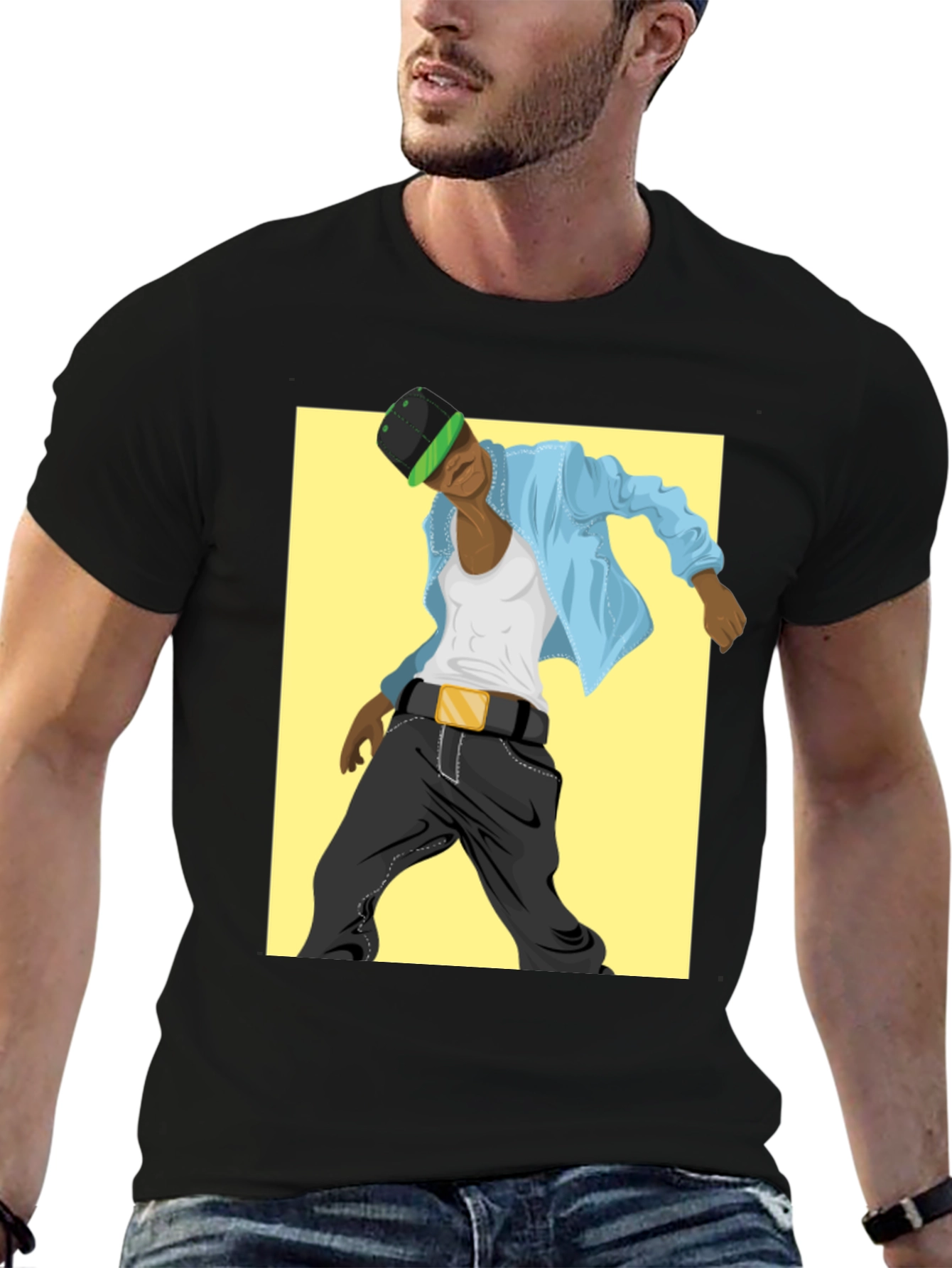 Cool Graphic Tee - Black T-Shirt with Dancer Design