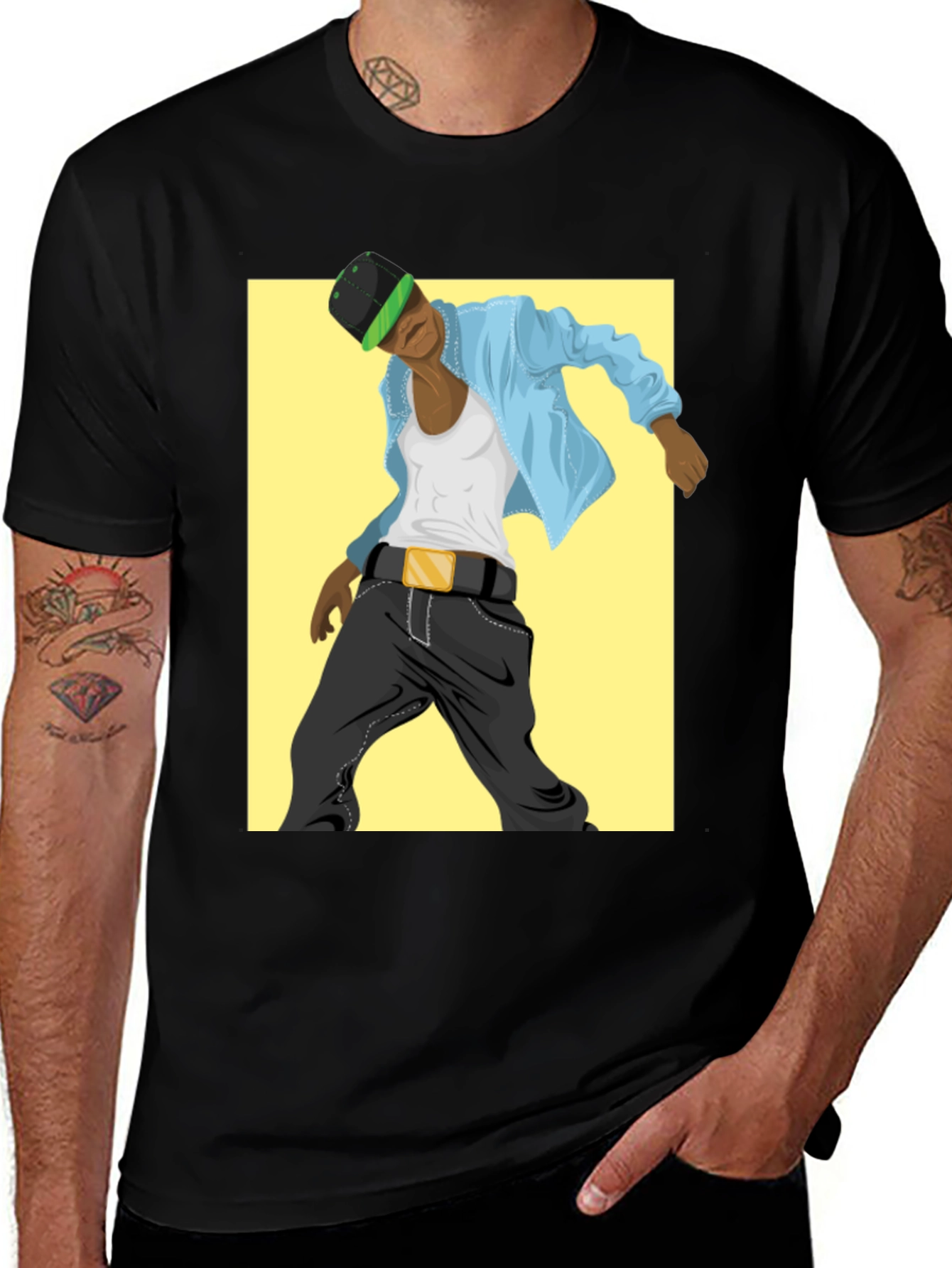 Cool Graphic Tee - Black T-Shirt with Dancer Design