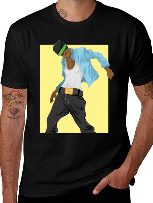 Cool Graphic Tee - Black T-Shirt with Dancer Design