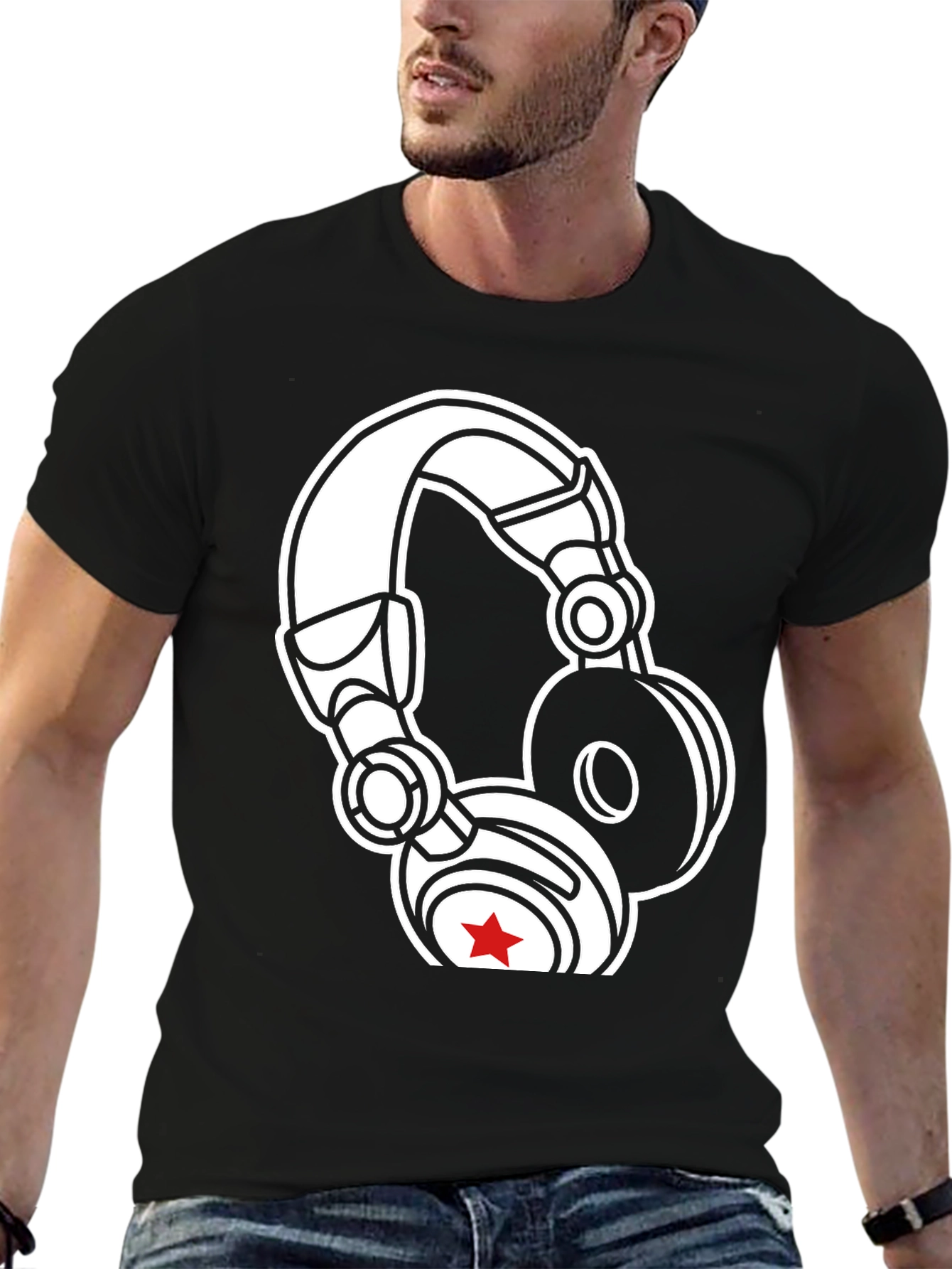 DJ Headphones Graphic T-Shirt - Black