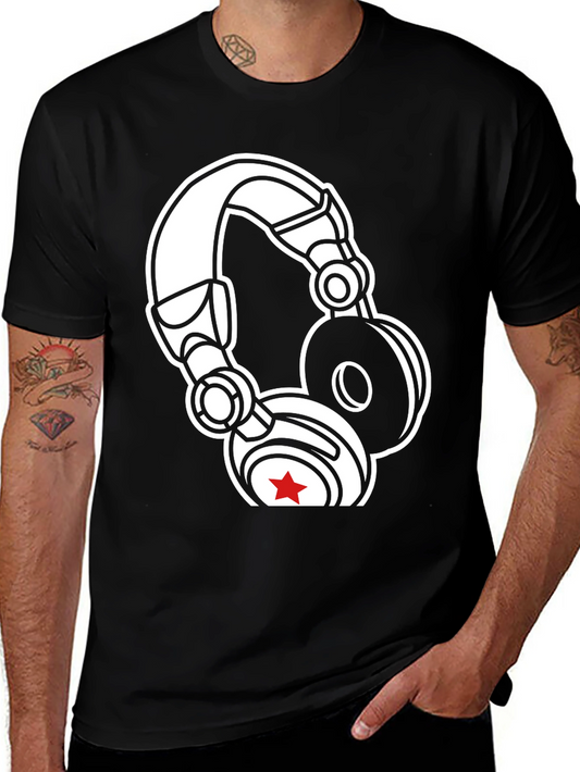 DJ Headphones Graphic T-Shirt - Black