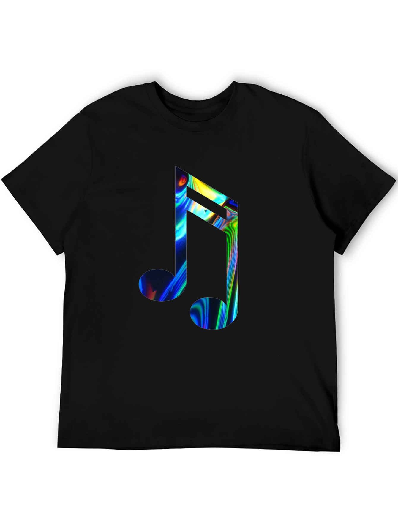 Vibrant Music Note Graphic Tee - Black