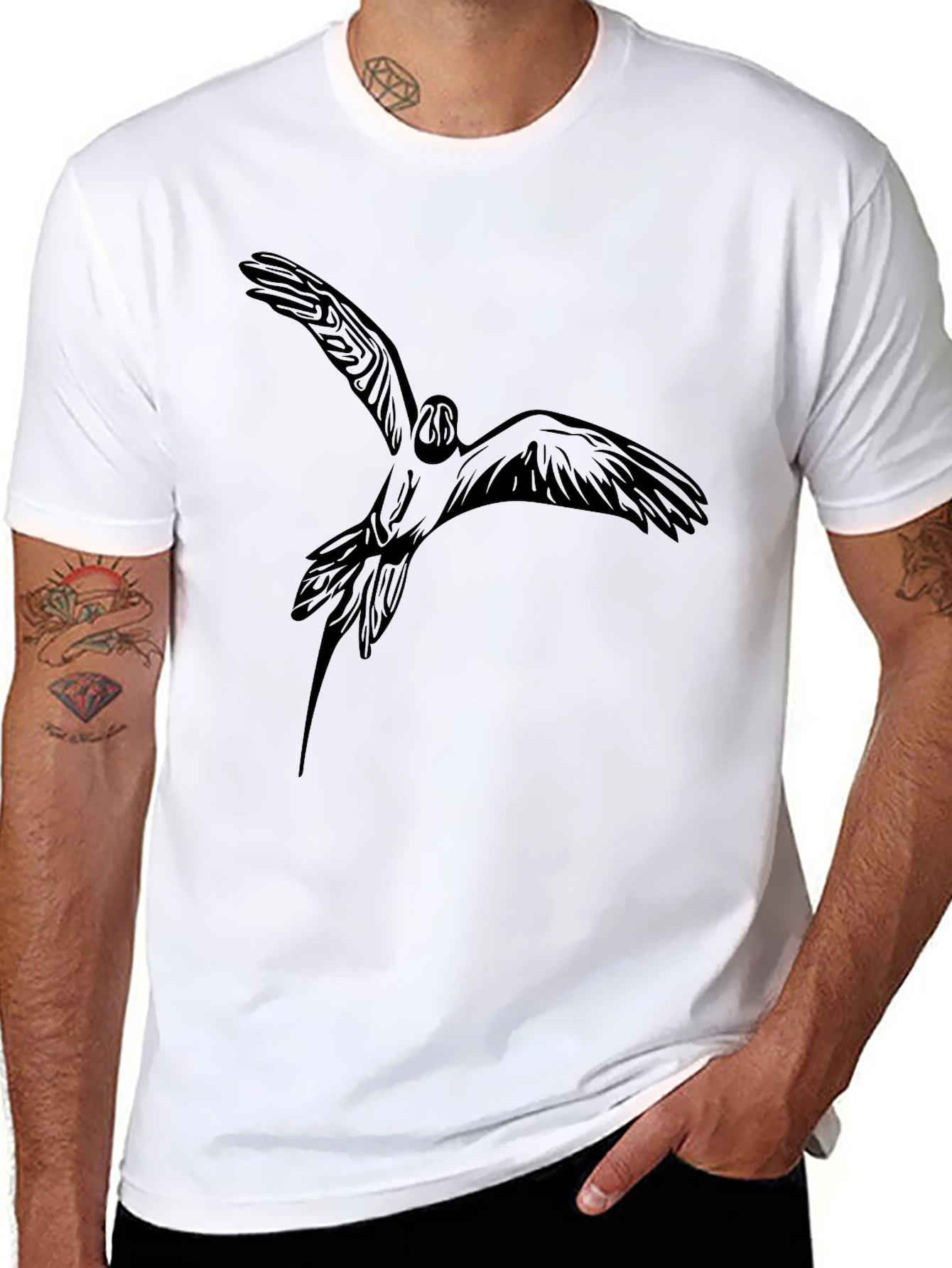 Black Bird Graphic Tee - Stylish Mens Casual T-Shirt
