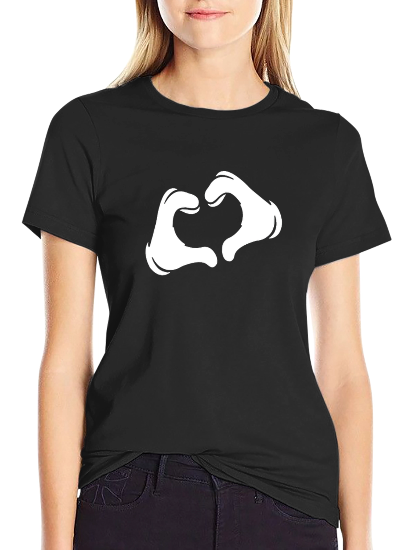 Heart Hands Graphic Tee - Modern Black T-Shirt