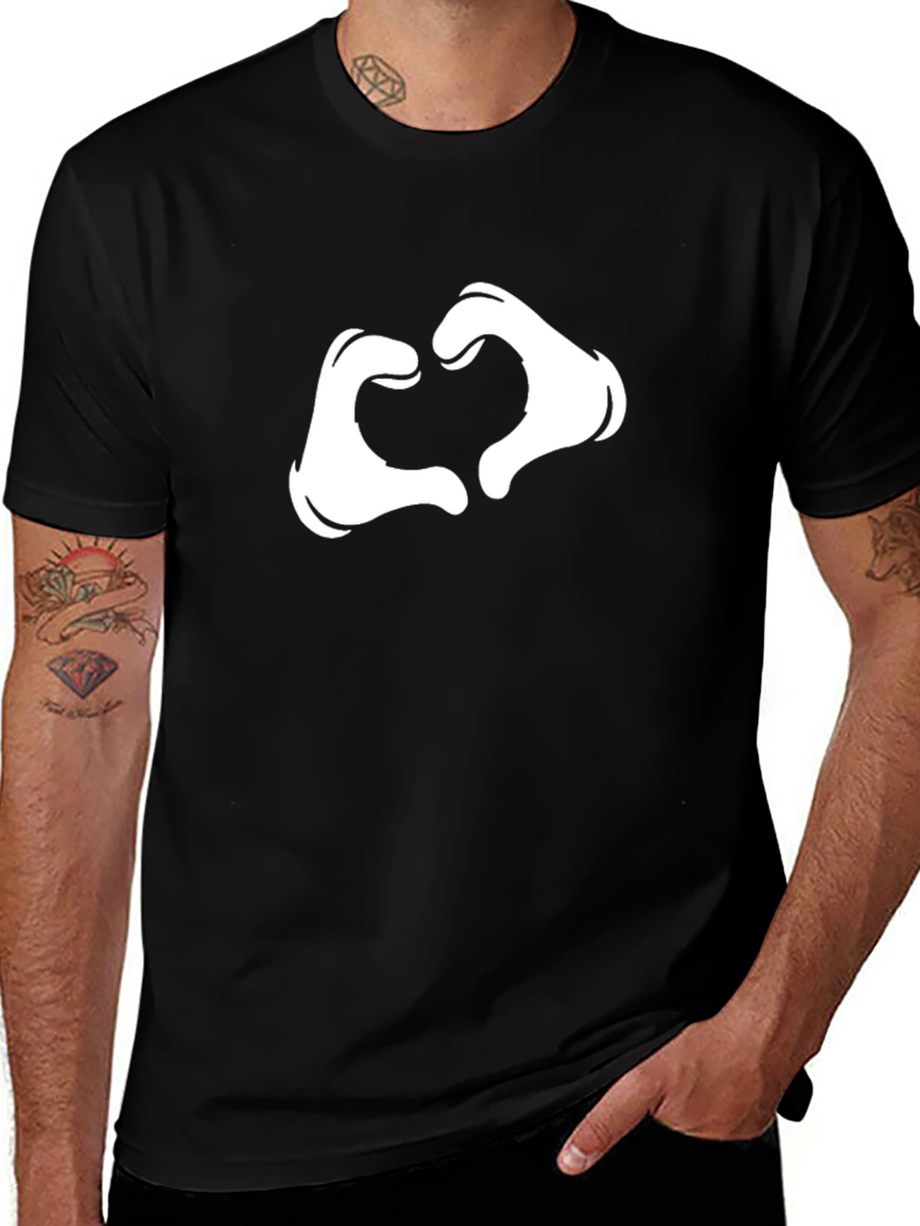 Heart Hands Graphic Tee - Modern Black T-Shirt