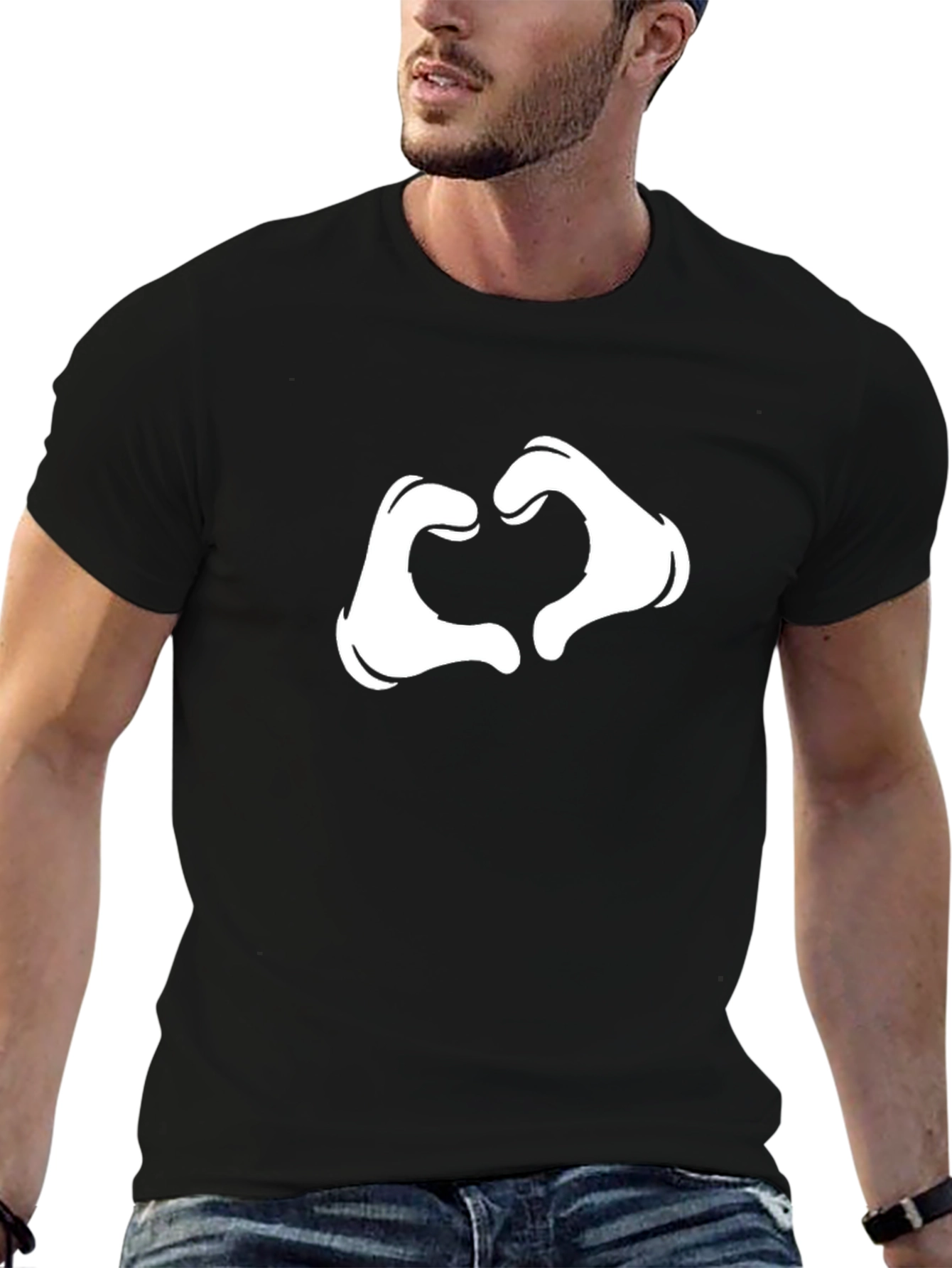 Heart Hands Graphic Tee - Modern Black T-Shirt