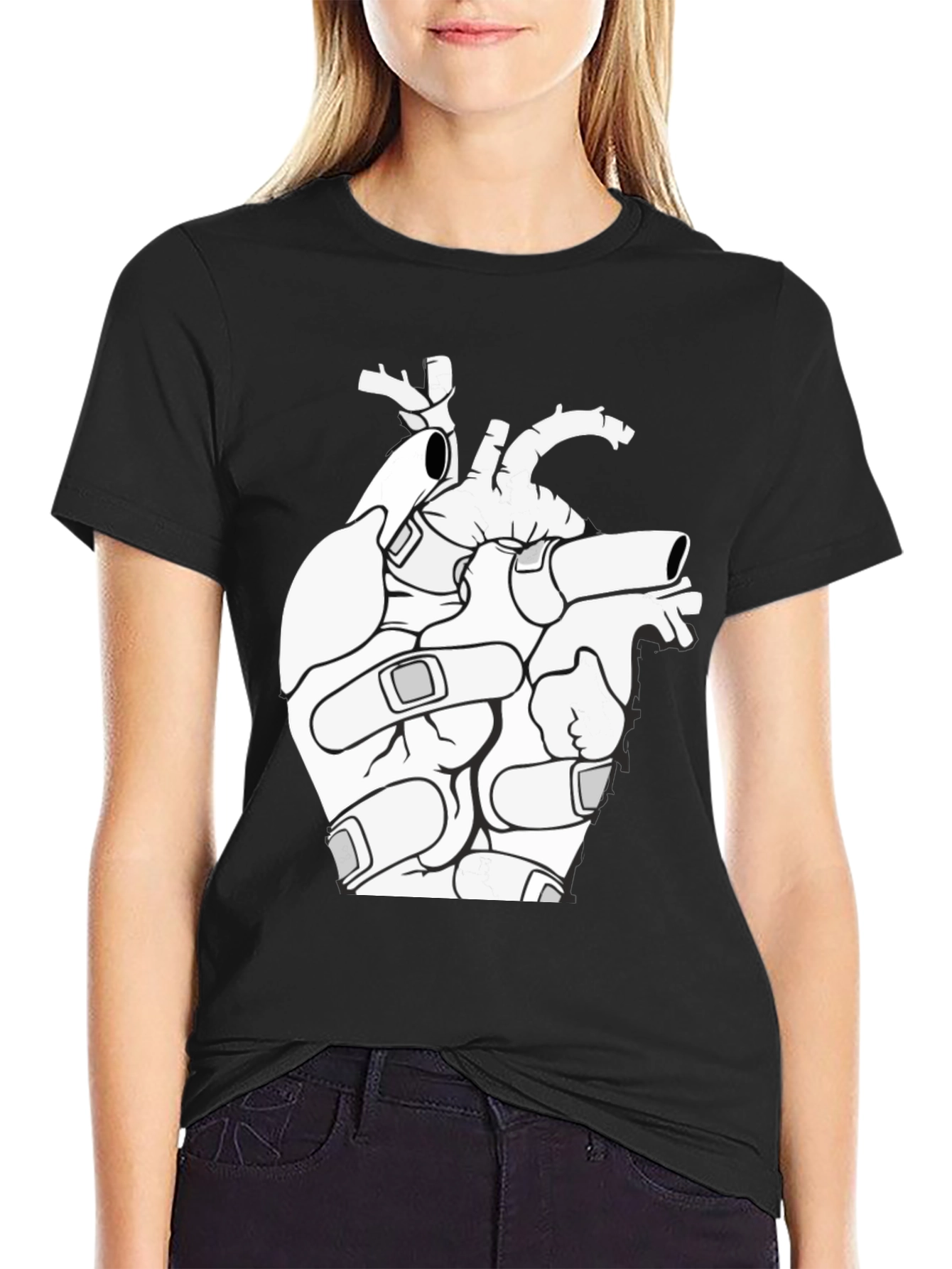 Anatomical Heart T-Shirt - Bandaged Heart Graphic Tee