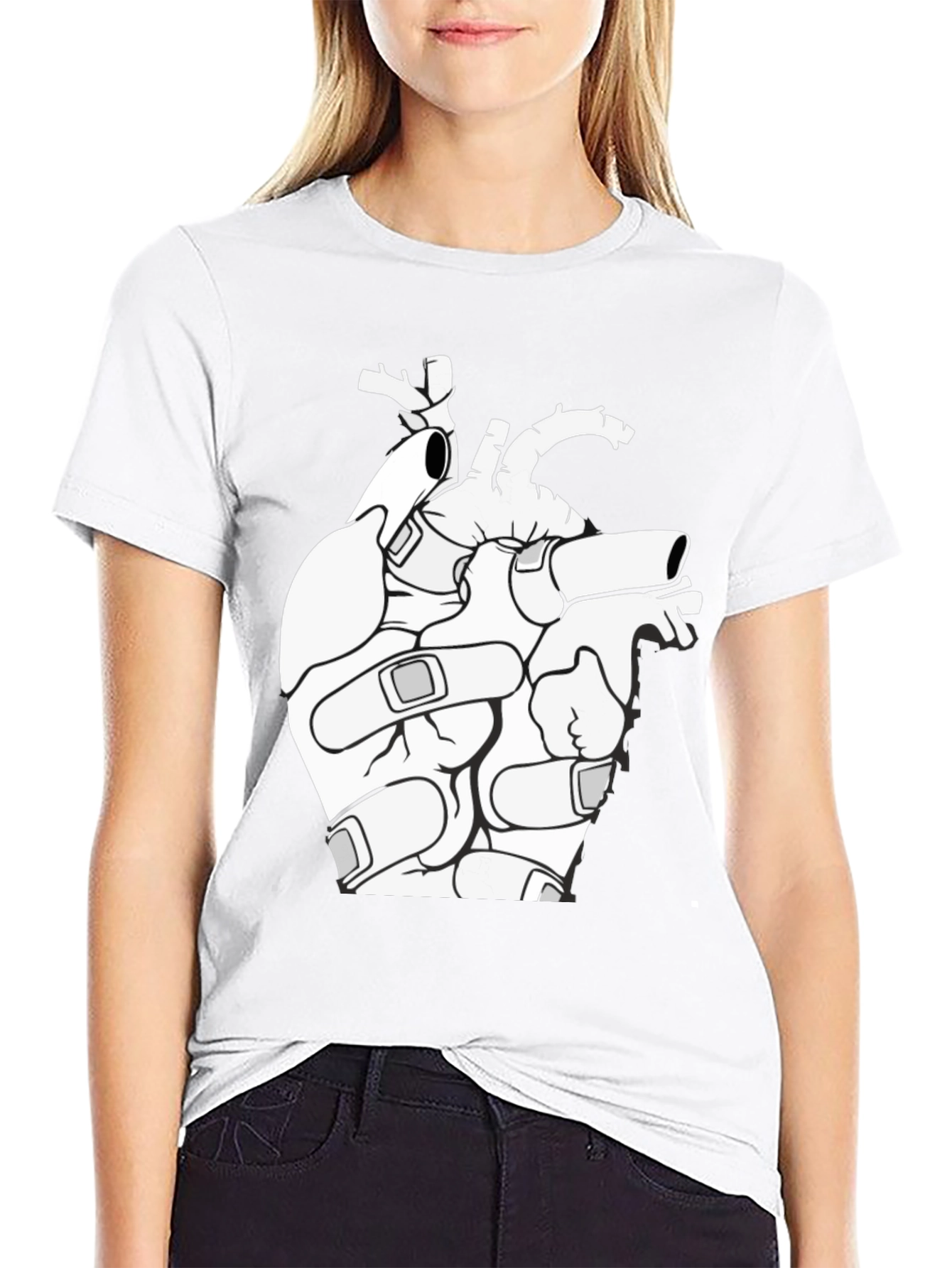 Anatomical Heart T-Shirt - Bandaged Heart Graphic Tee
