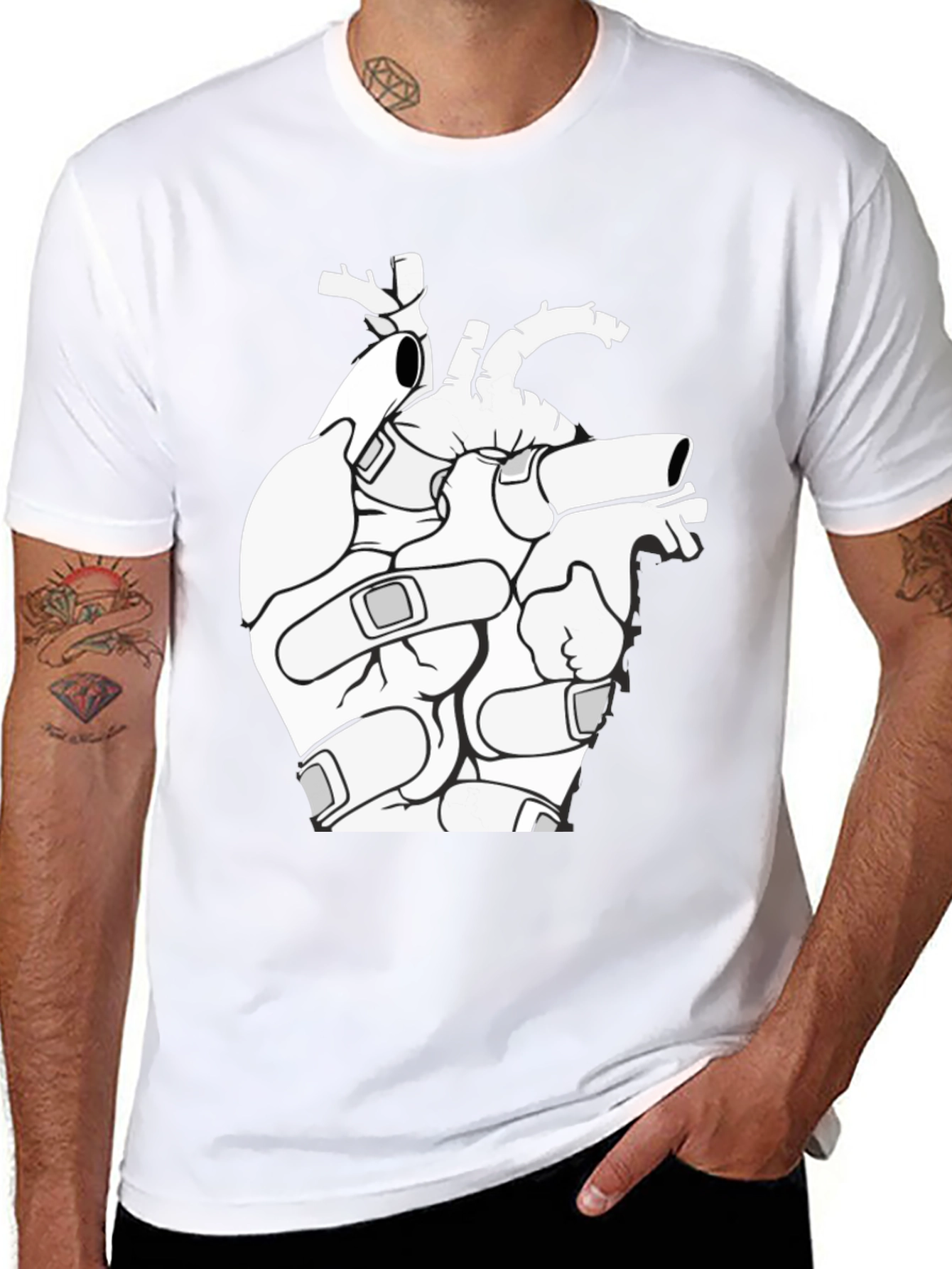 Anatomical Heart T-Shirt - Bandaged Heart Graphic Tee