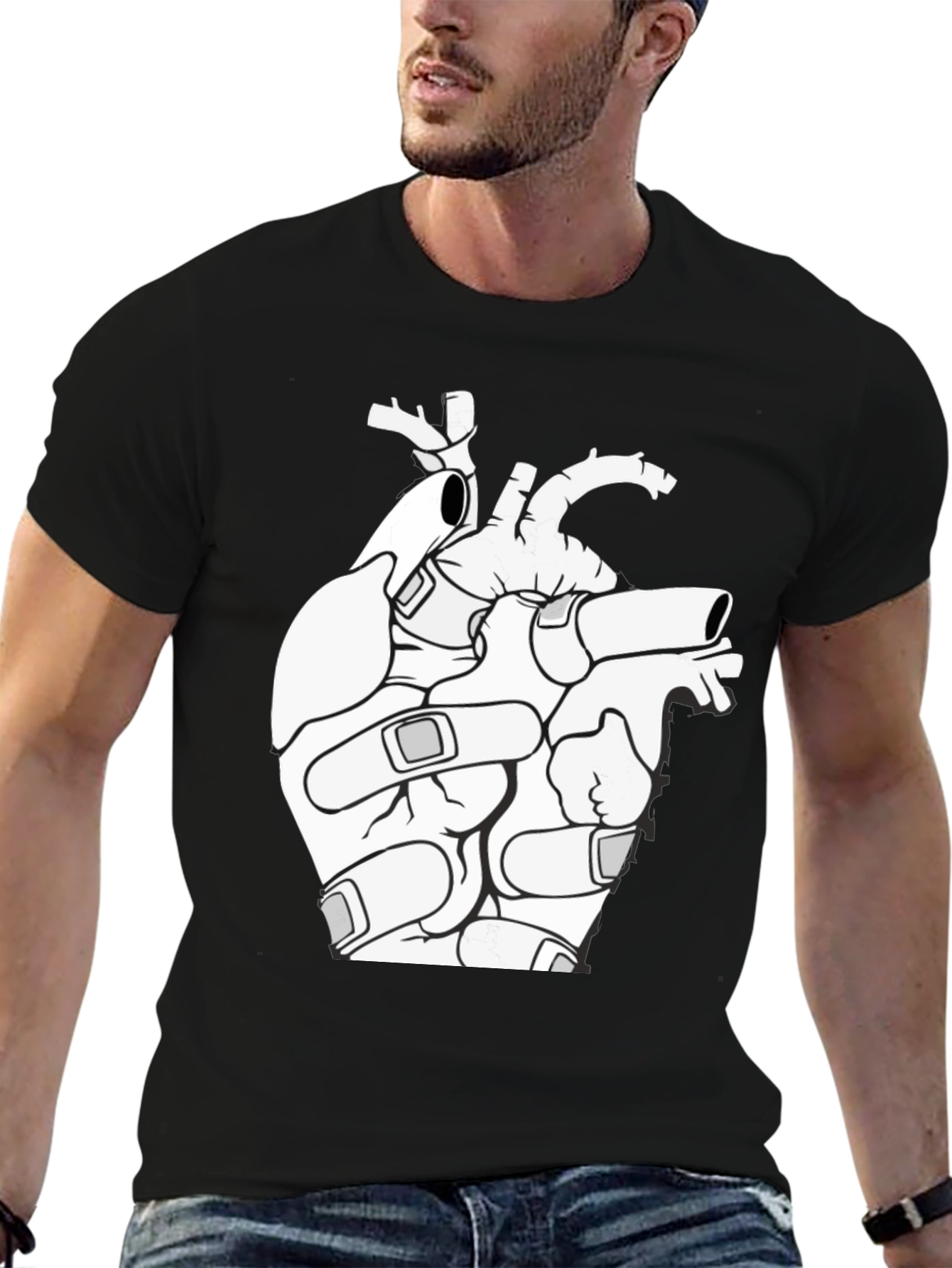 Anatomical Heart T-Shirt - Bandaged Heart Graphic Tee