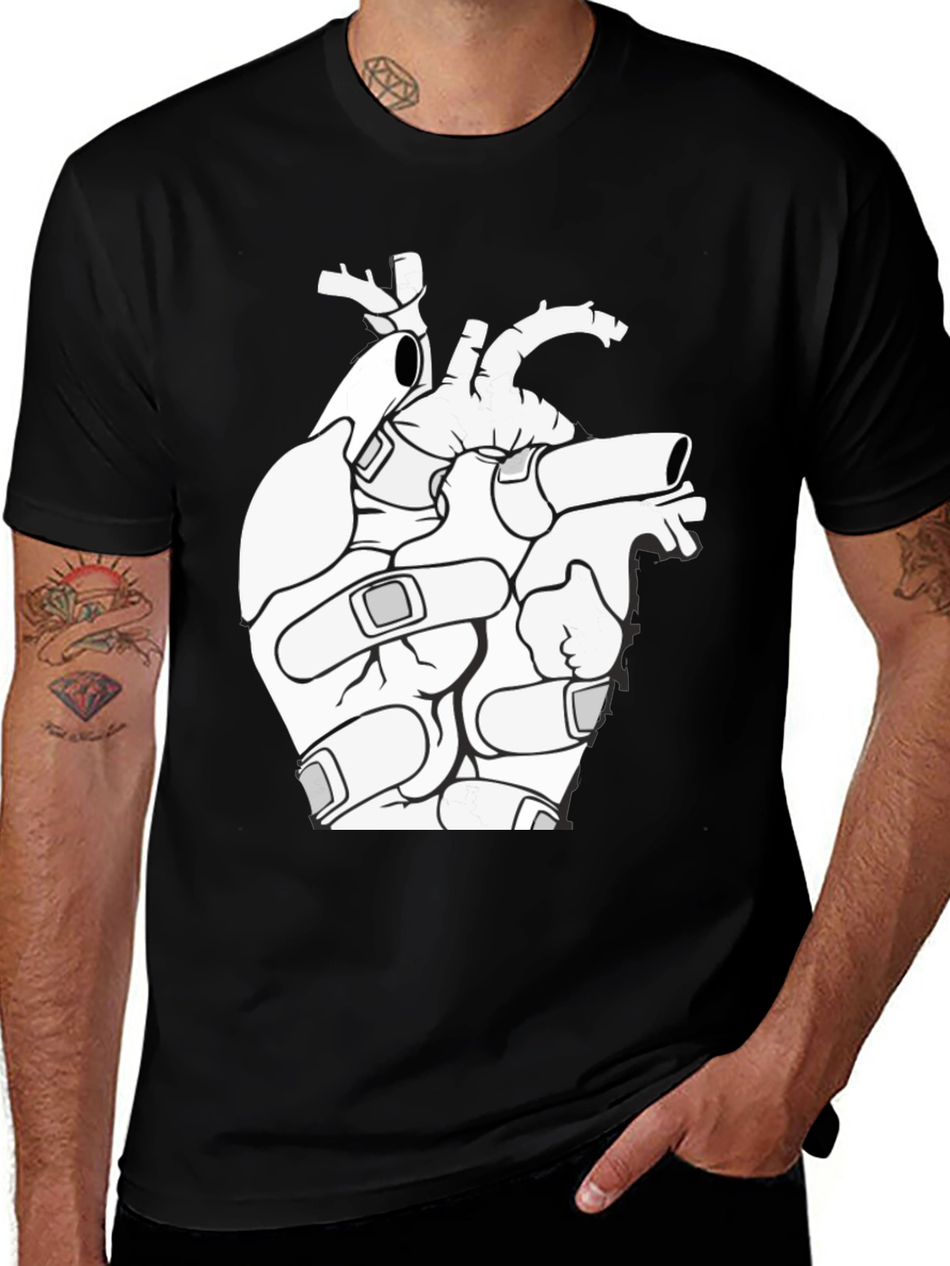 Anatomical Heart T-Shirt - Bandaged Heart Graphic Tee