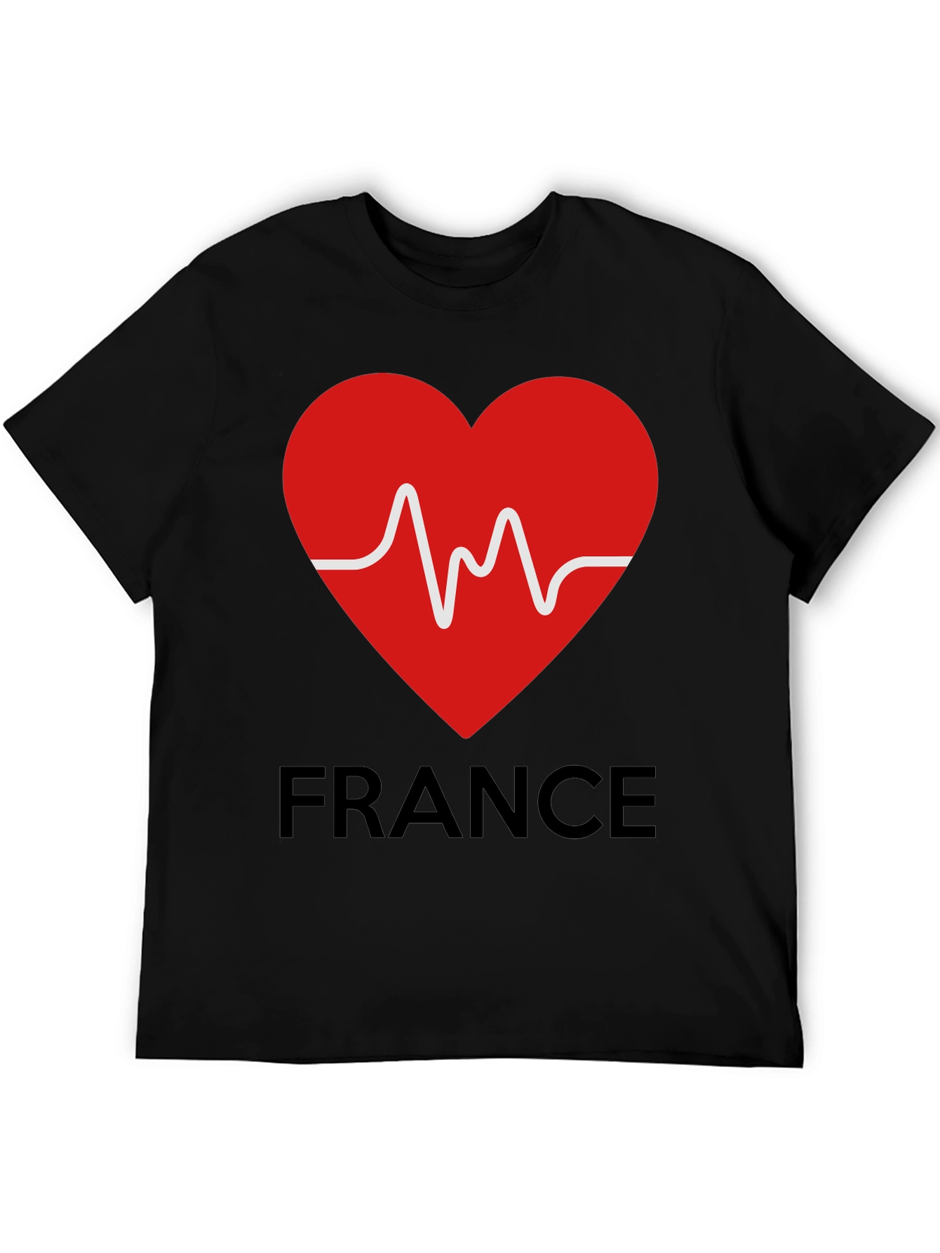 France Heartbeat Graphic Tee - Black
