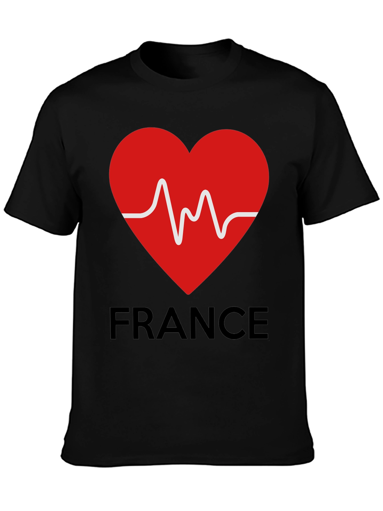France Heartbeat Graphic Tee - Black