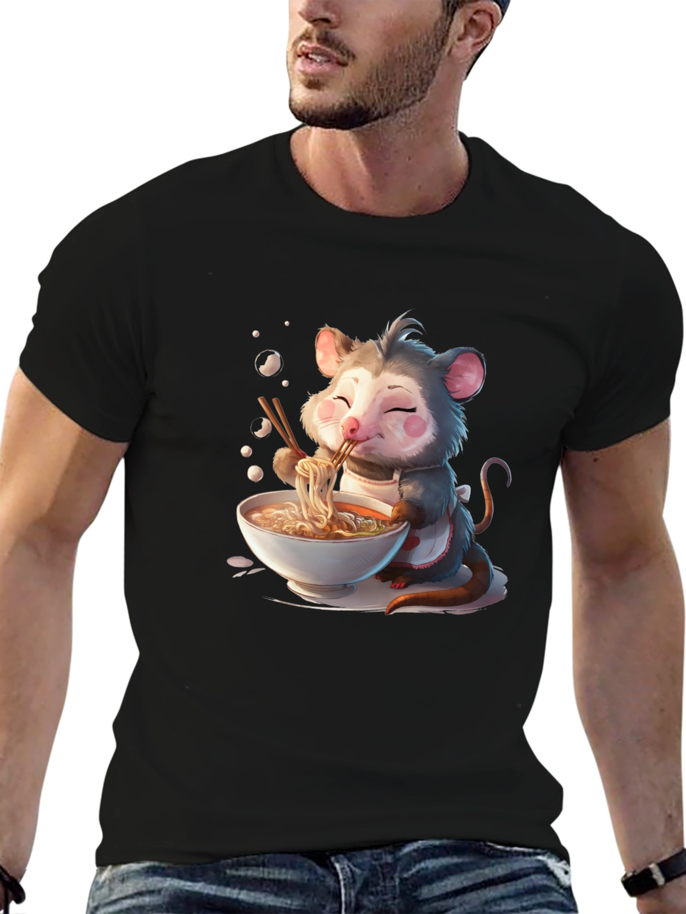 Opossum Ramen T-Shirt - Cute Cartoon Design