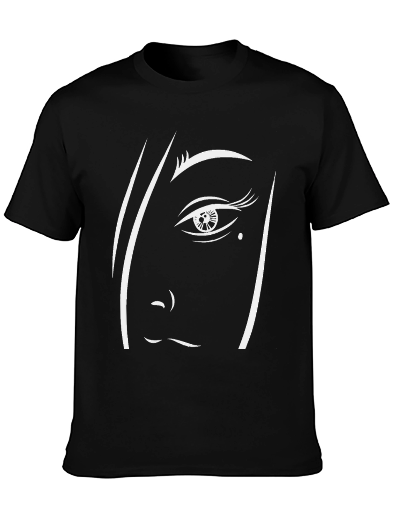 Abstract Face Graphic Tee - Modern Black T-Shirt