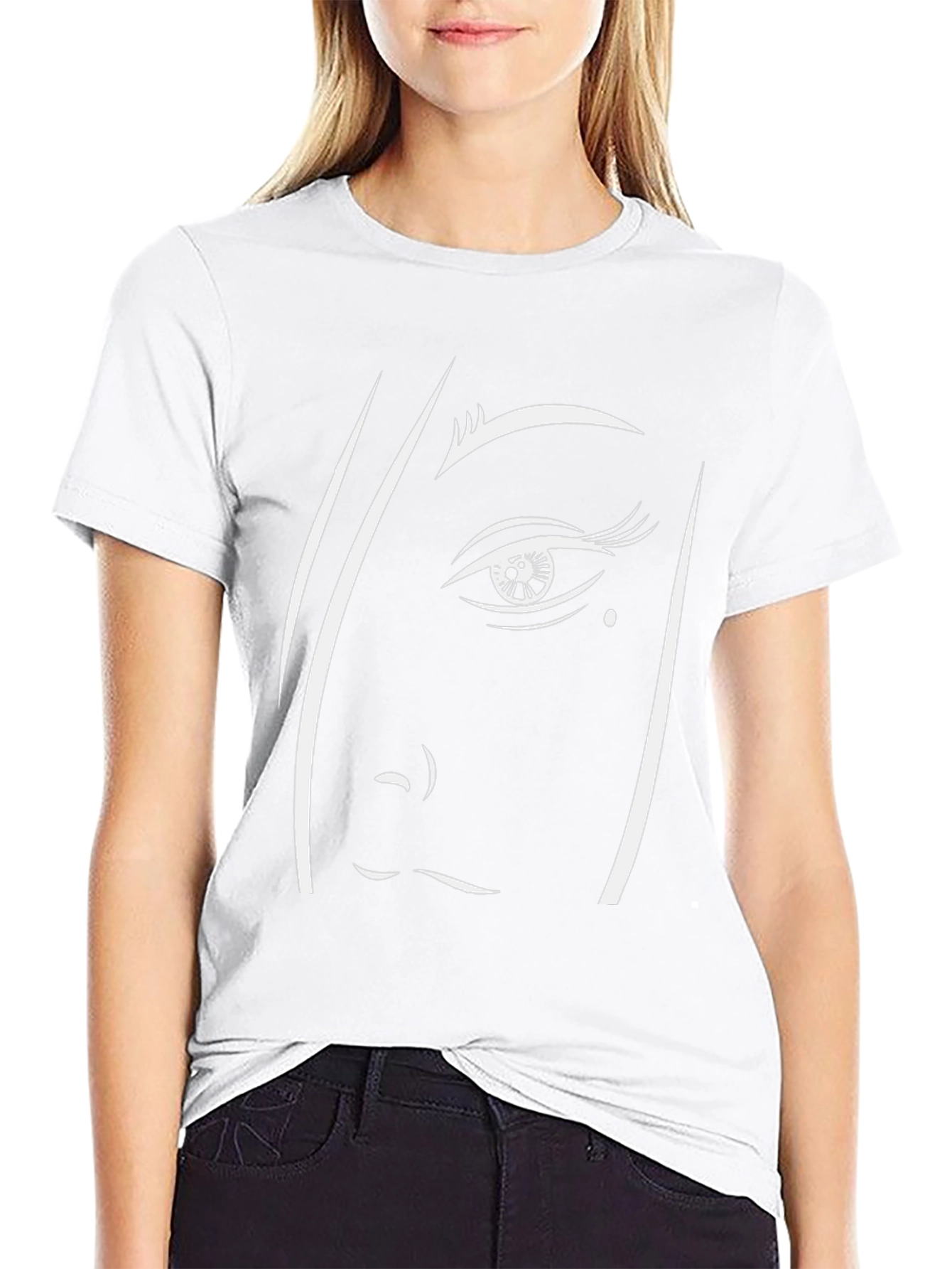 Abstract Face Graphic Tee - Modern Black T-Shirt