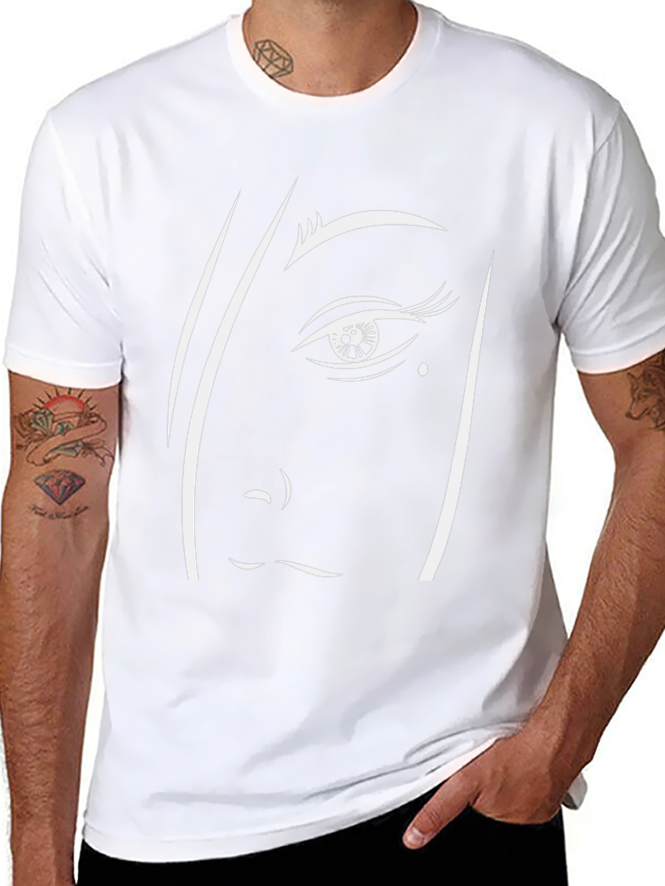Abstract Face Graphic Tee - Modern Black T-Shirt