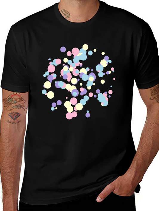 Colorful Dots Graphic Print Mens Black T-Shirt