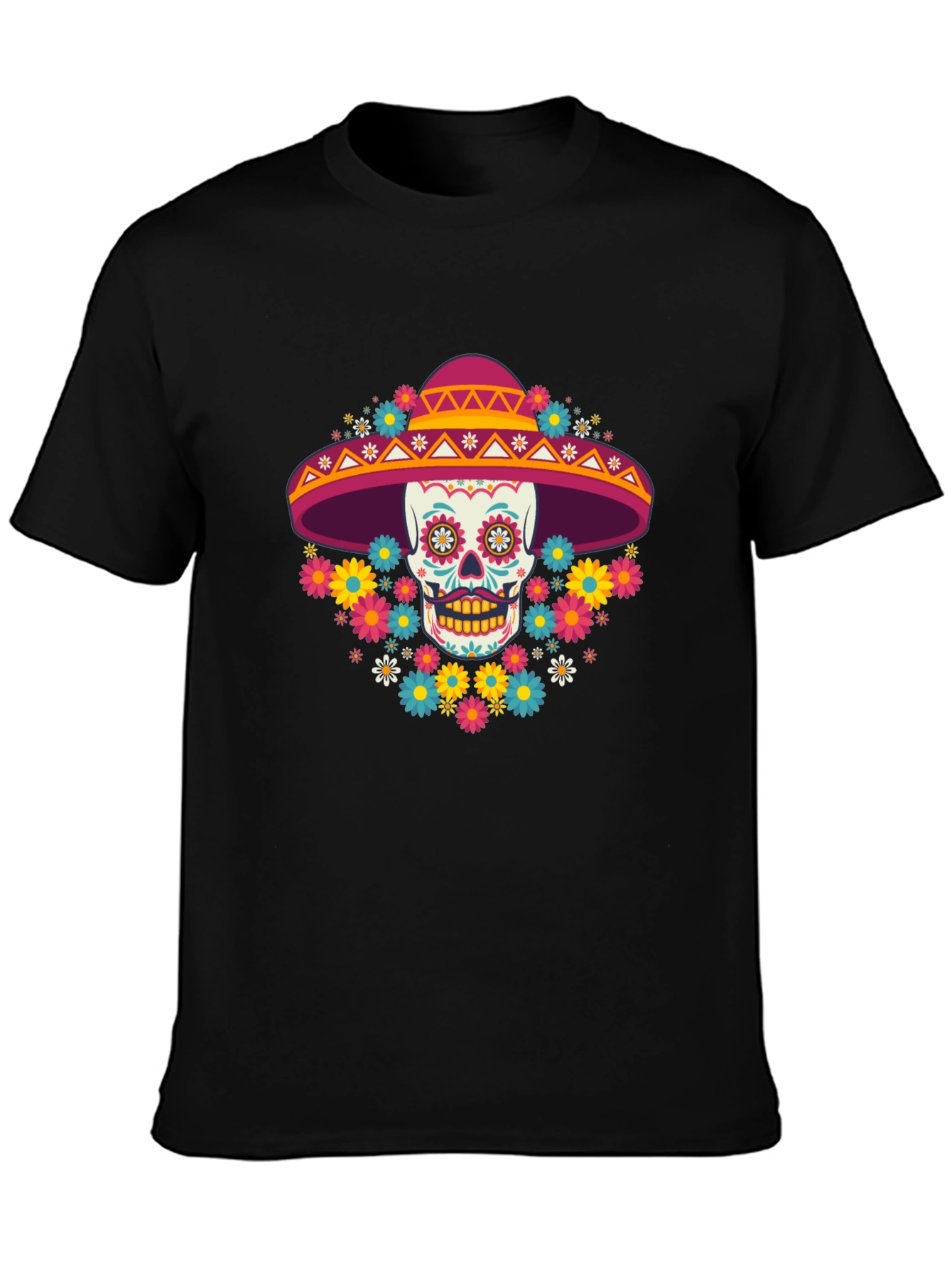 Day of the Dead Skull Graphic T-Shirt