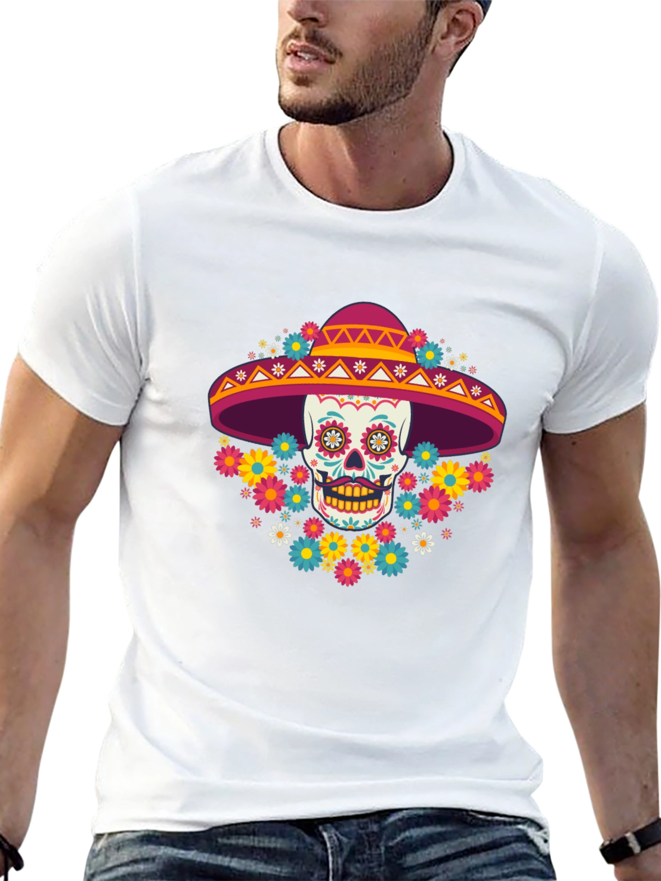 Day of the Dead Skull Graphic T-Shirt
