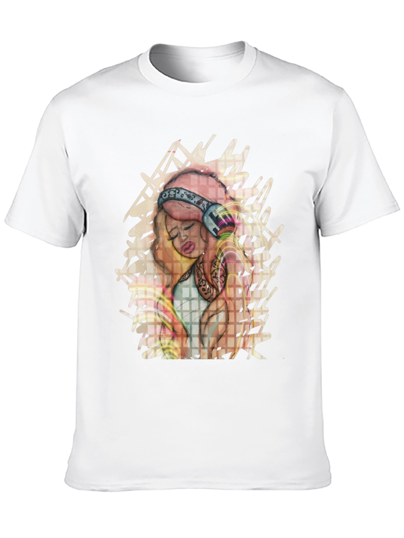 Stylish Graphic Tee - Girl with Headphones
