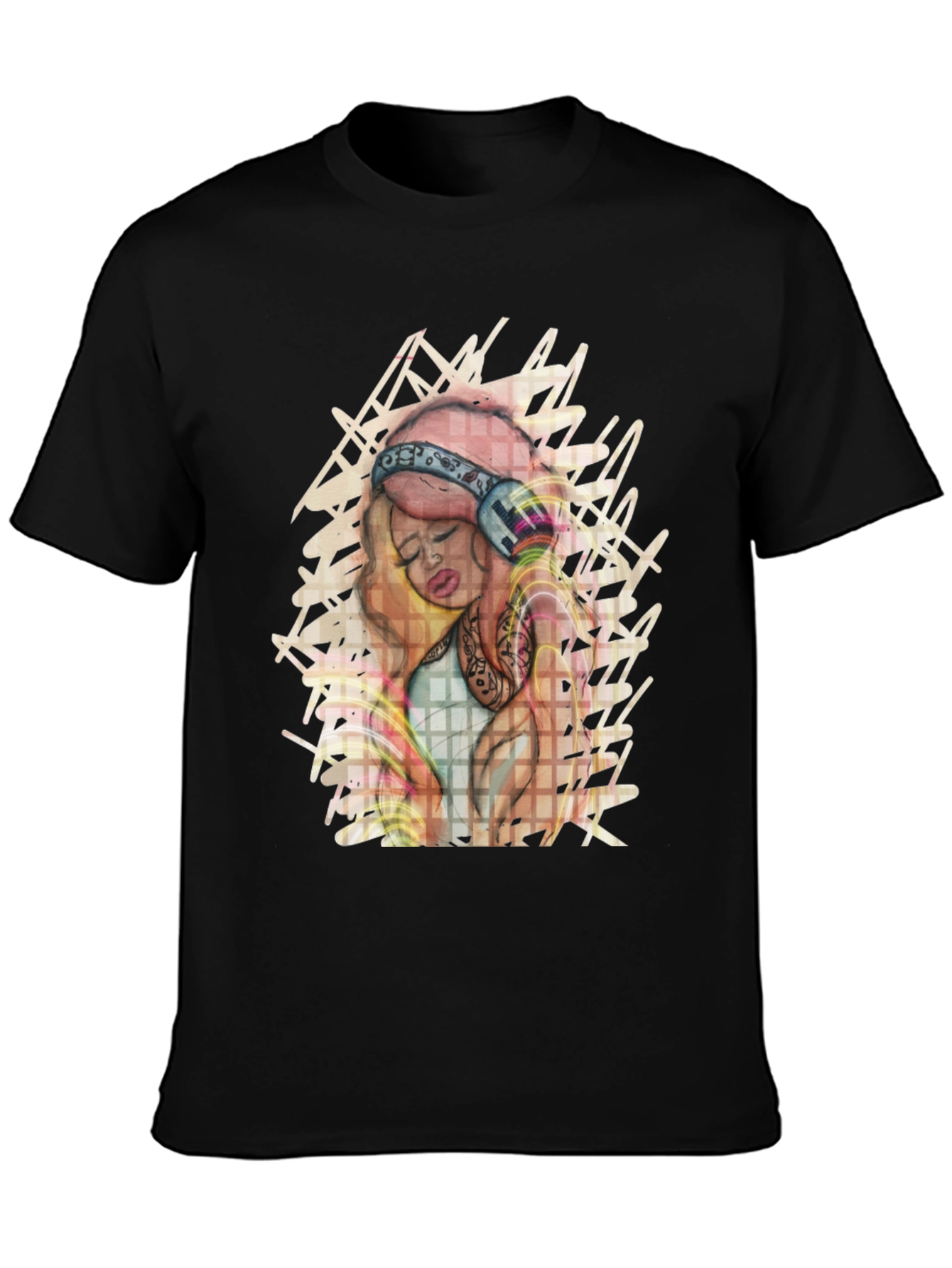 Stylish Graphic Tee - Girl with Headphones