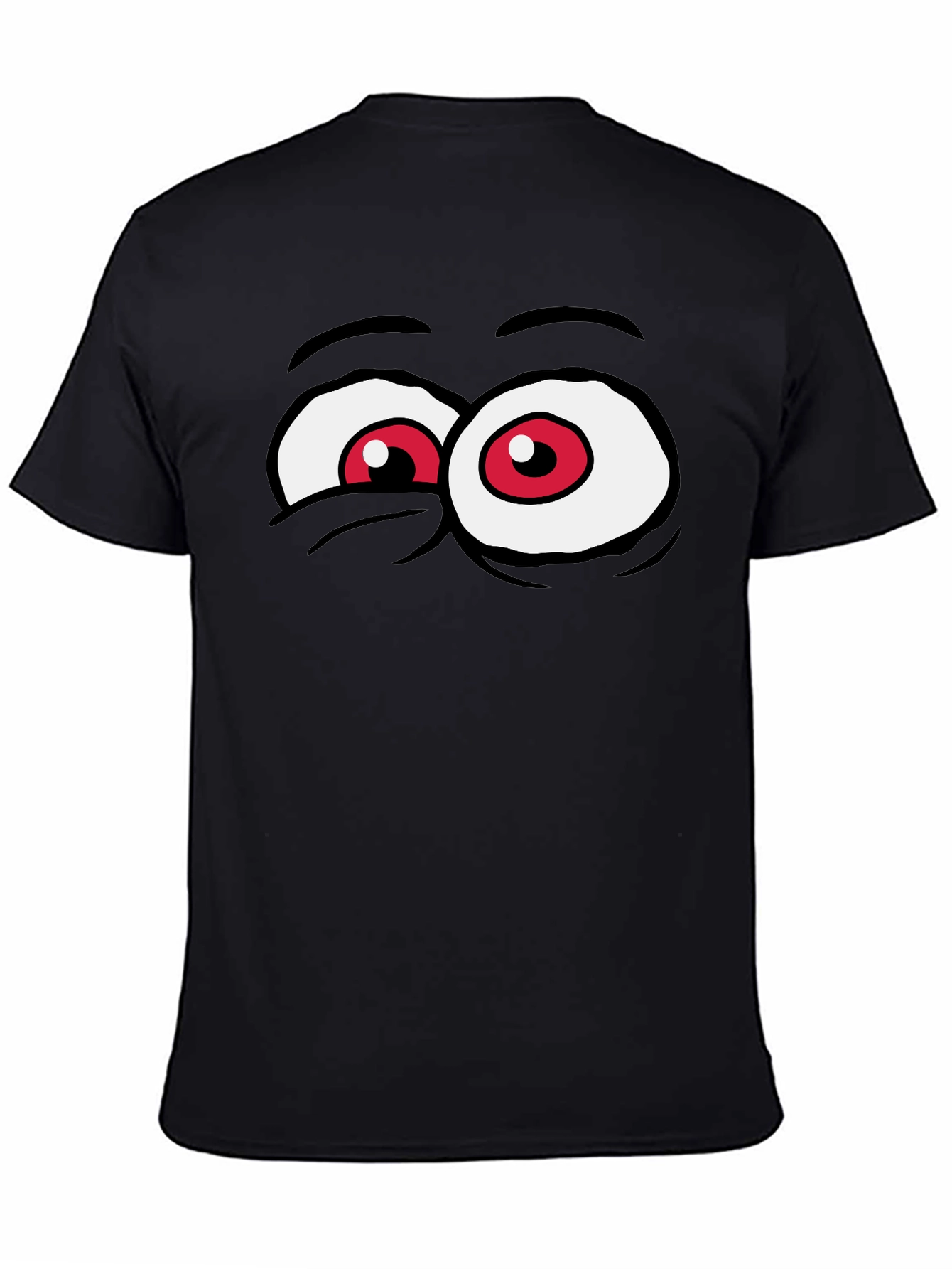Funny Cartoon Eyes Graphic Tee - Black
